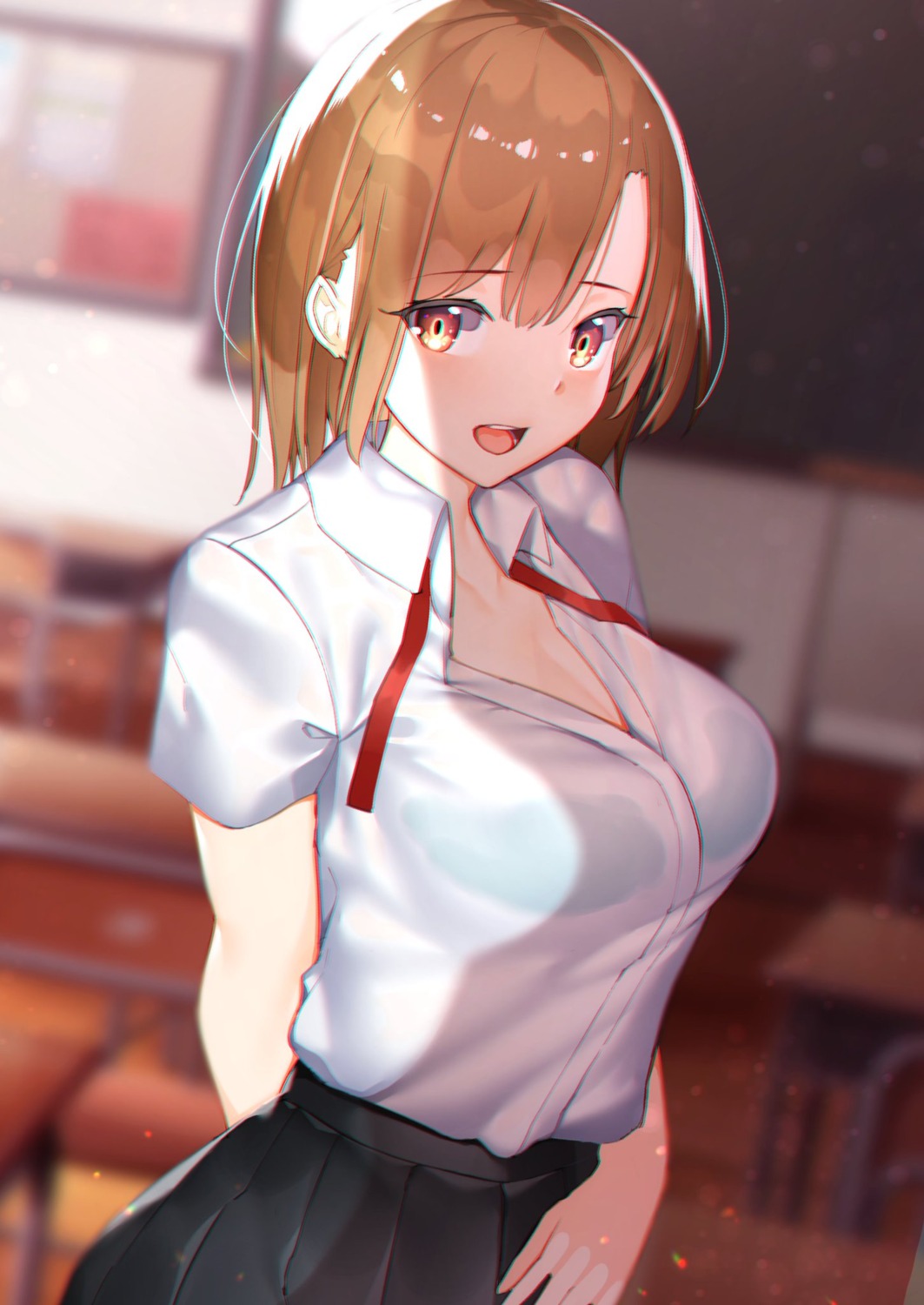 bra, mairudo_(mildcoffee1117), open_shirt, see_through, seifuku