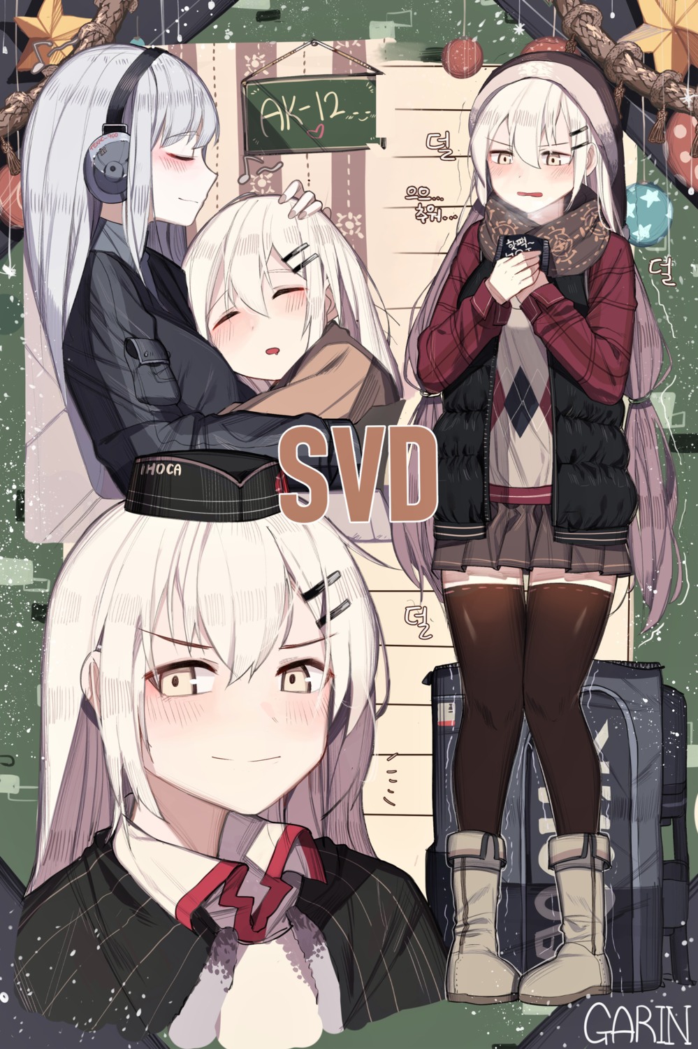 garin, girls_frontline, headphones, svd_(girls_frontline), thighhighs