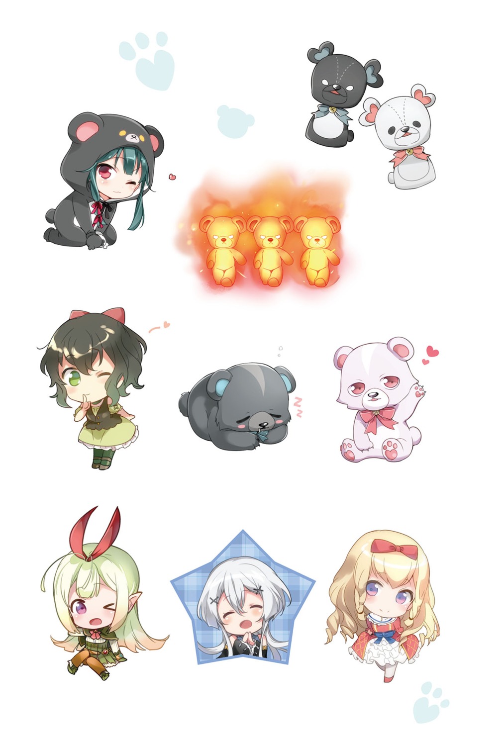 029, animal_ears, chibi, fina_(kuma_kuma_kuma_bear), kuma_kuma_kuma_bear, kumakyuu, kumayuru, misaana_farrengram