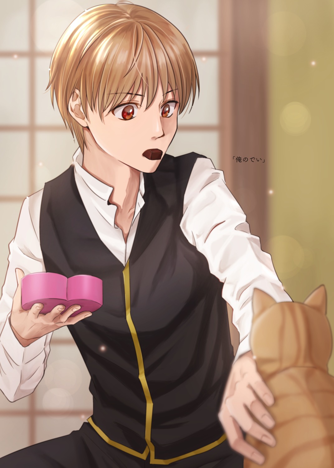 gintama, kuroneko_w1nter, male, neko, okita_sougo, uniform, valentine
