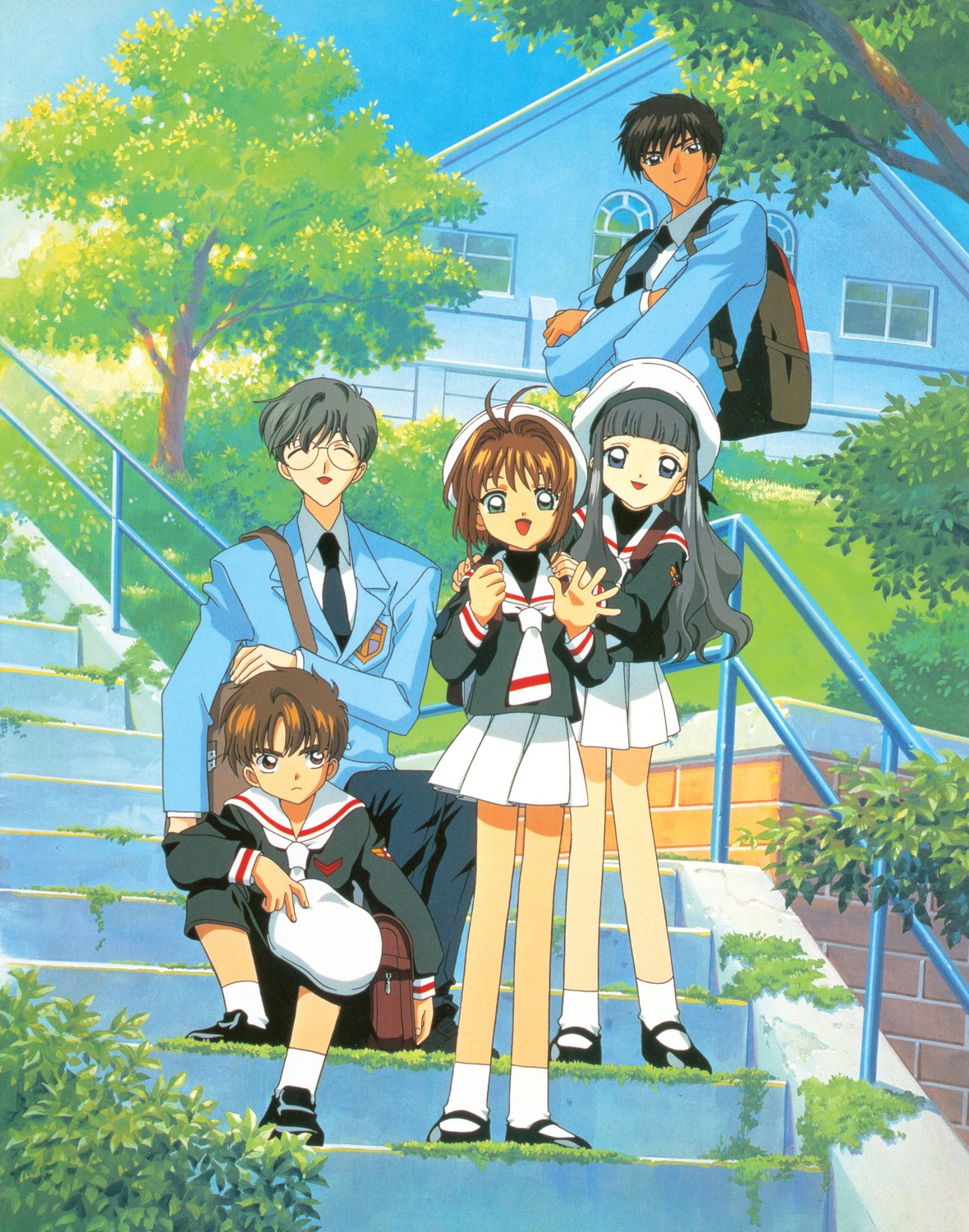 card_captor_sakura, daidouji_tomoyo, kinomoto_sakura, kinomoto_touya, koga_makoto, li_syaoran, madhouse, megane