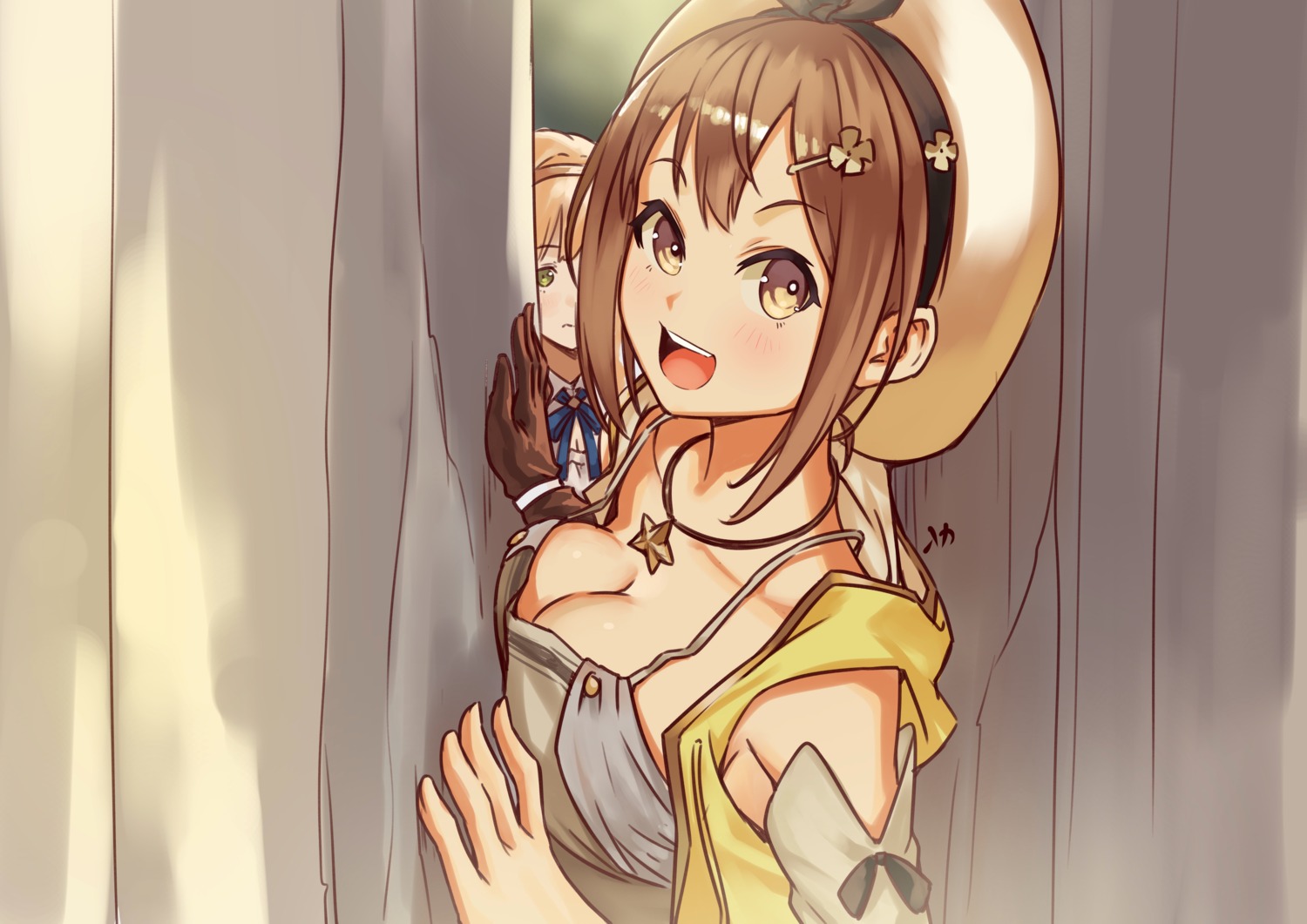 atelier, atelier_ryza, breast_hold, cleavage, klaudia_valentz, mahenbu, reisalin_stout