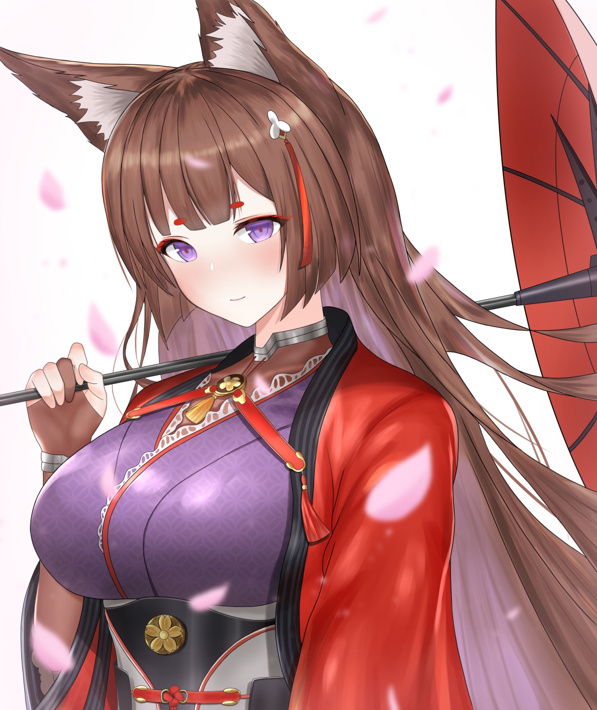 amagi_(azur_lane), animal_ears, azur_lane, japanese_clothes, kitsune, umbrella, woon