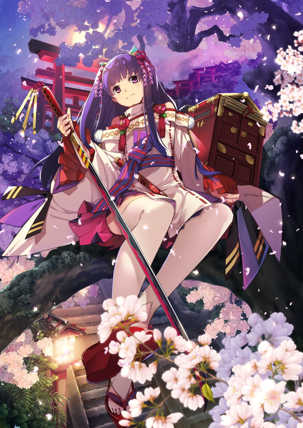 debonosu, g_yuusuke, japanese_clothes, kakuriyo_no_saiyaku_to_utsushiyo_no_ikusabime, mimuro_sayaka, sword, thighhighs