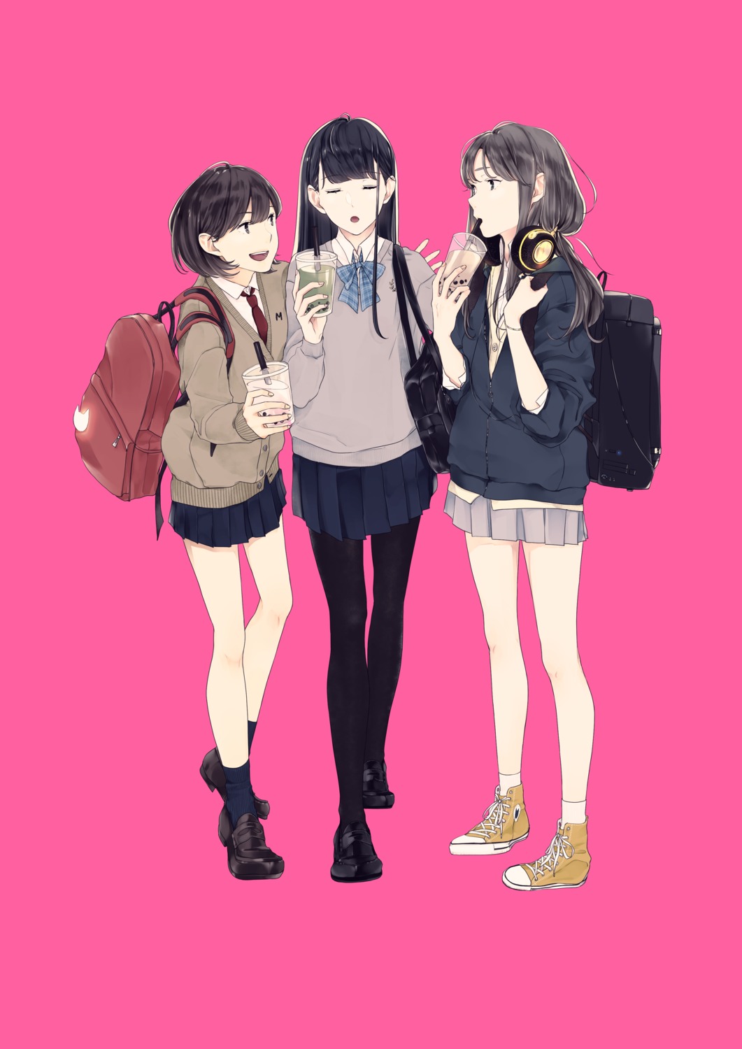 headphones, maeda_mic, pantyhose, seifuku, sweater