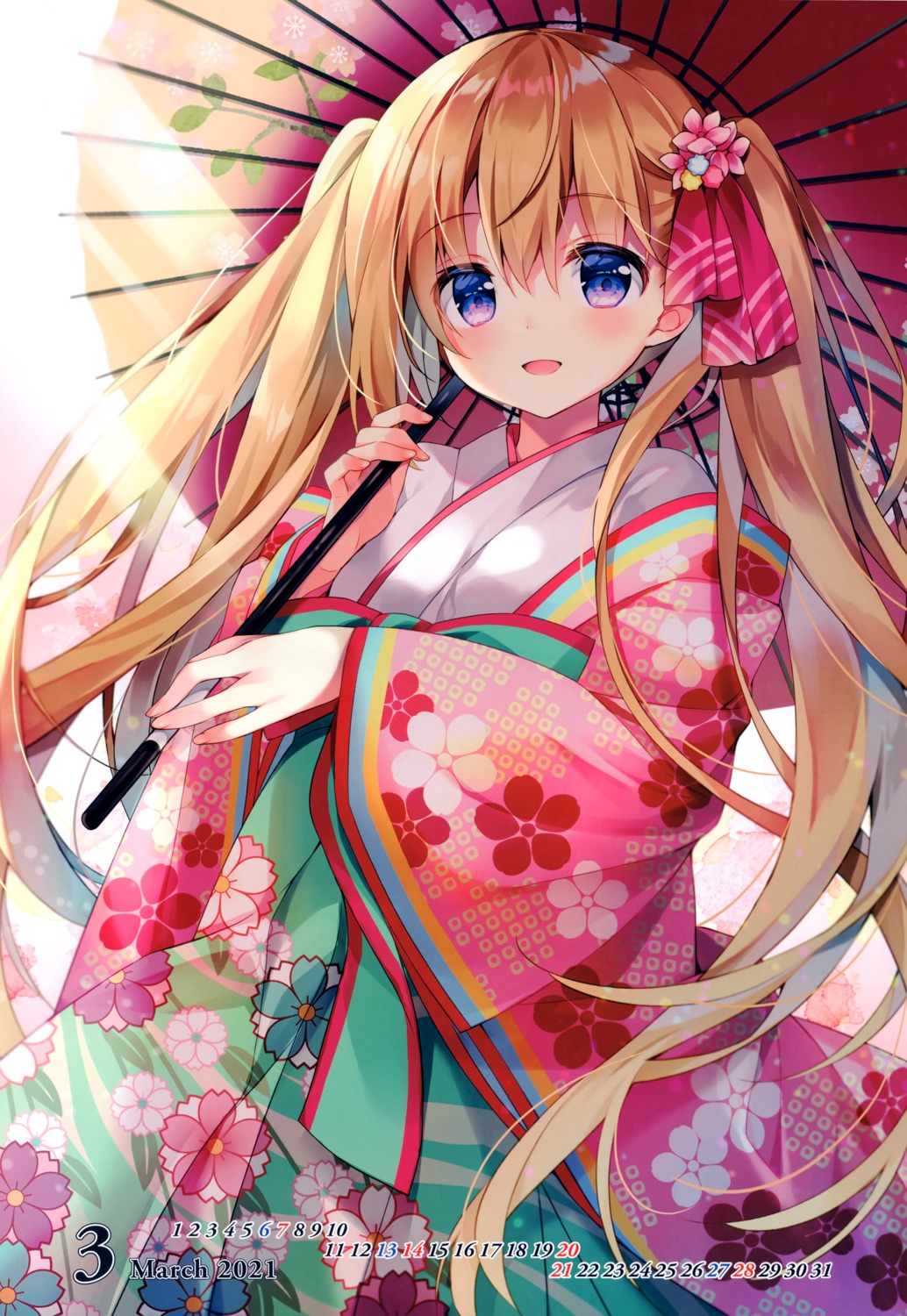 calendar, hakka, japanese_clothes, suimya, umbrella