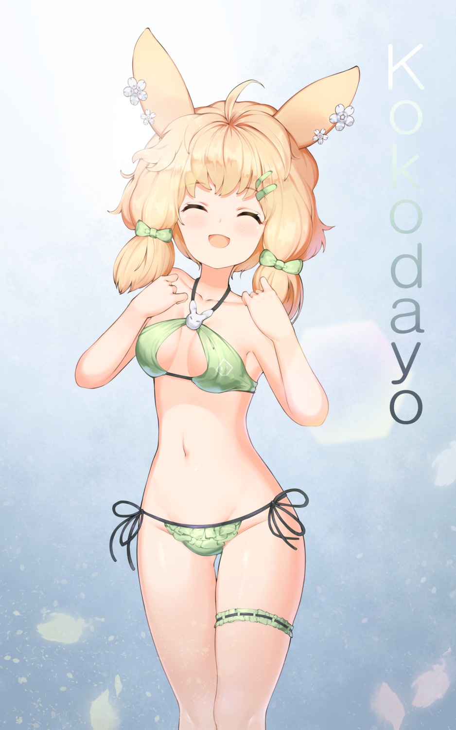 animal_ears, arknights, bikini, bunny_ears, gappt, garter, kroos_(arknights), swimsuits