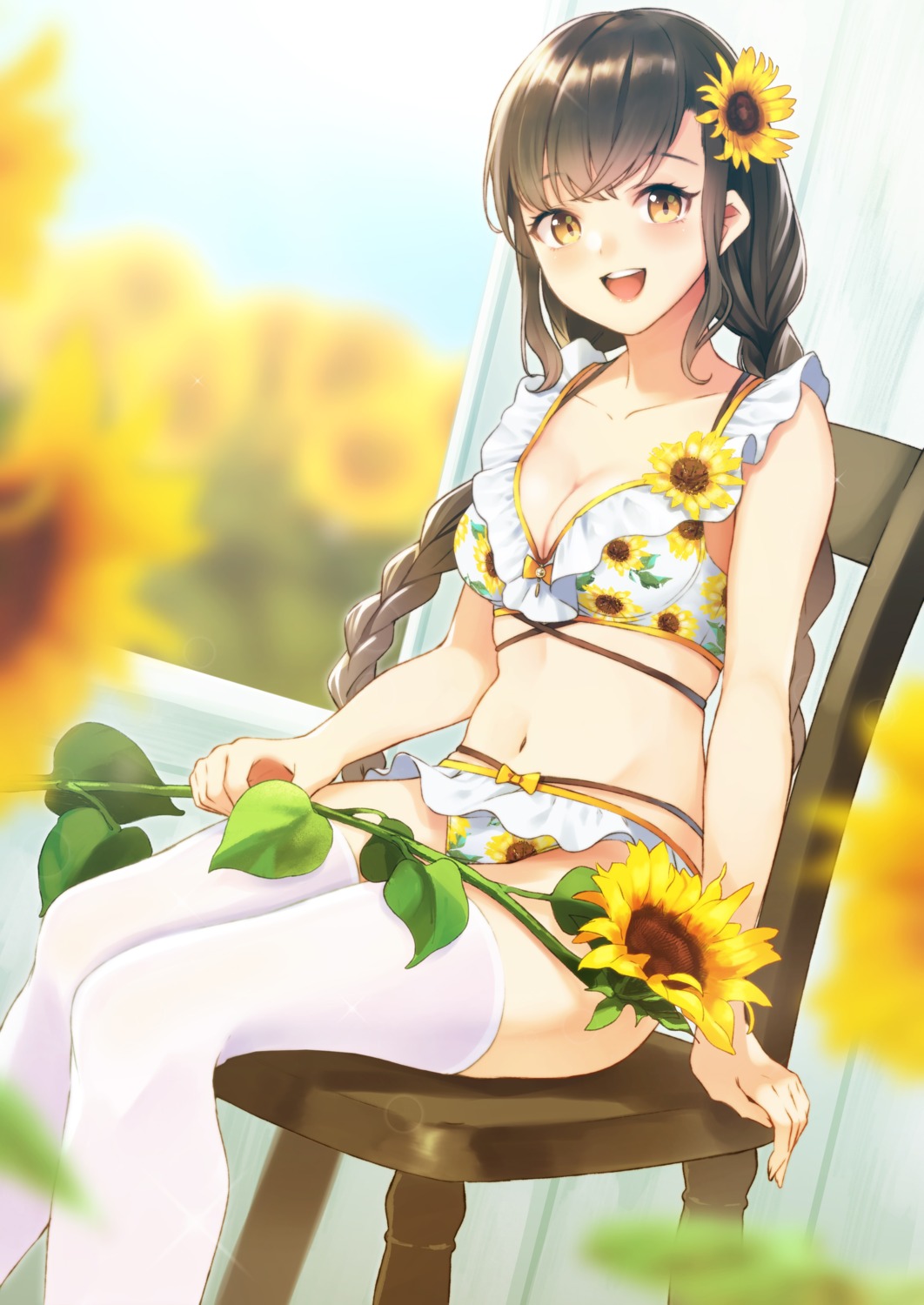 bikini, cleavage, retsuna, swimsuits, thighhighs
