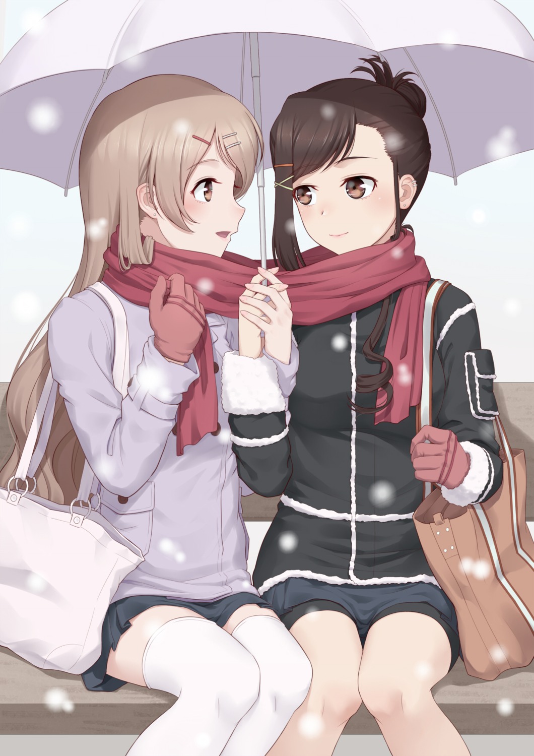 anarchojs, candy_boy, sakurai_kanade, sakurai_yukino, thighhighs, umbrella, yuri
