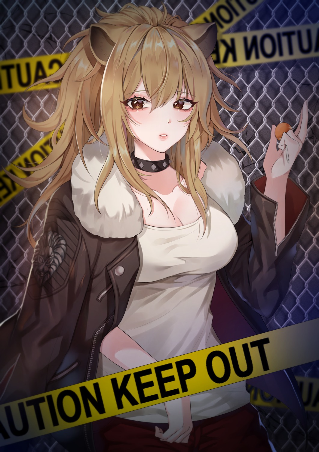 animal_ears, arknights, cleavage, ranchan12, siege_(arknights)