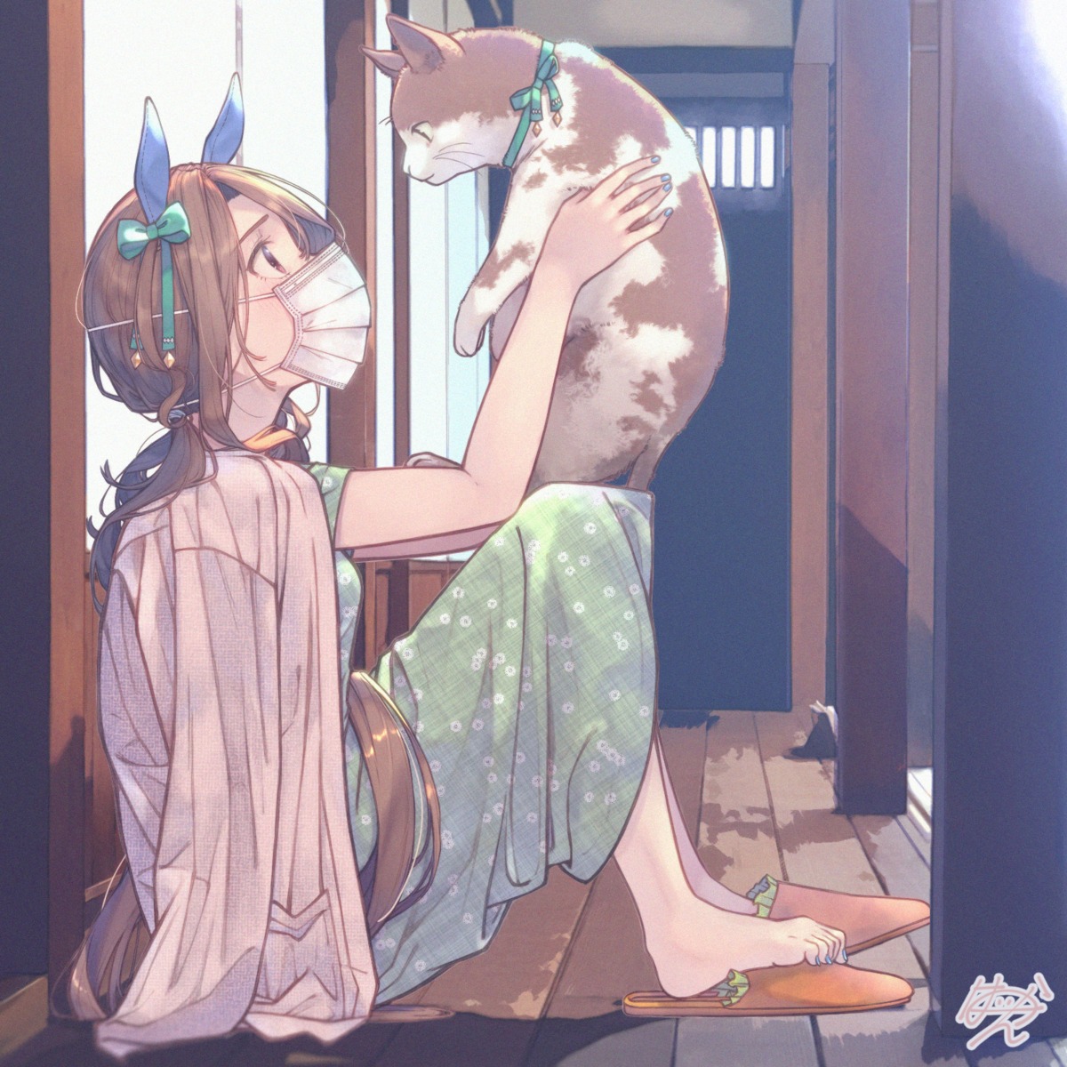 animal_ears, dress, king_halo_(umamusume), neko, paayan_(matsuhei), skirt_lift, uma_musume_pretty_derby