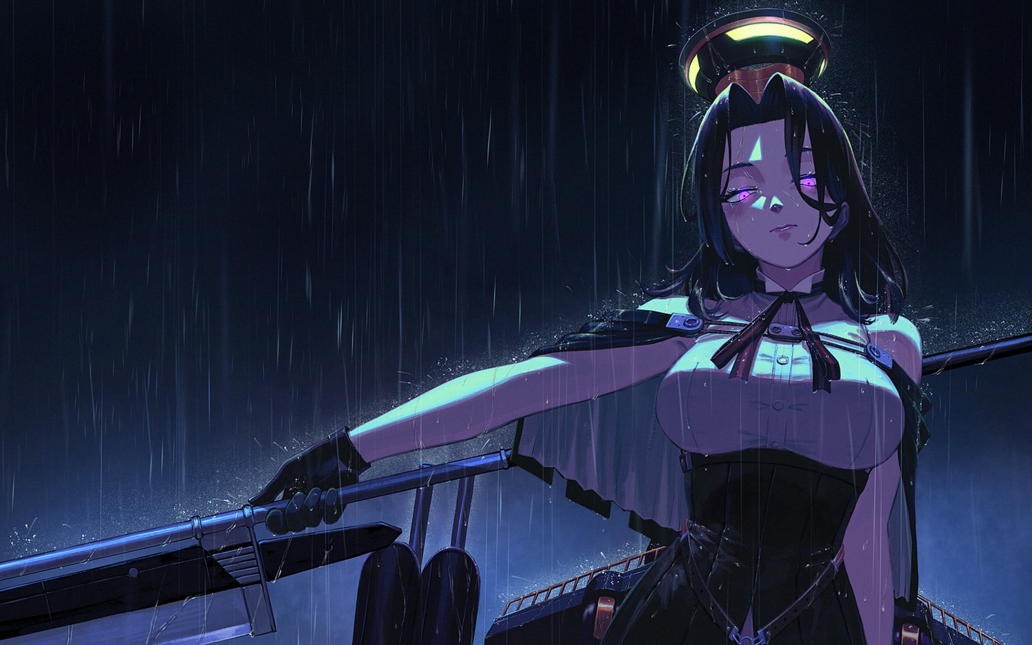 kantai_collection, tatsuta_(kancolle), wallpaper, weapon, wet, yue_(tada_no_saboten)