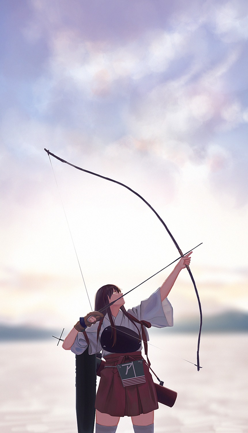 akagi_(kancolle), kantai_collection, thighhighs, weapon, yue_(tada_no_saboten)