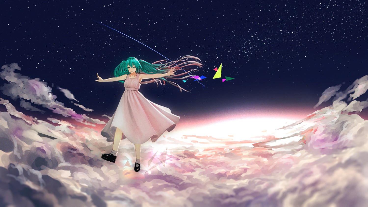 dress, hatsune_miku, landscape, vocaloid, yue_(tada_no_saboten)
