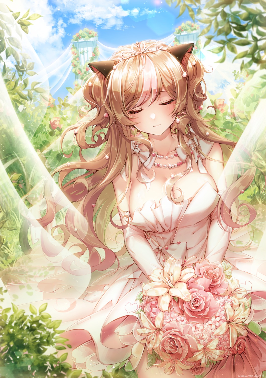 animal_ears, dress, girls_frontline, menna_(0012), mk_23_(girls_frontline), nekomimi, wedding_dress