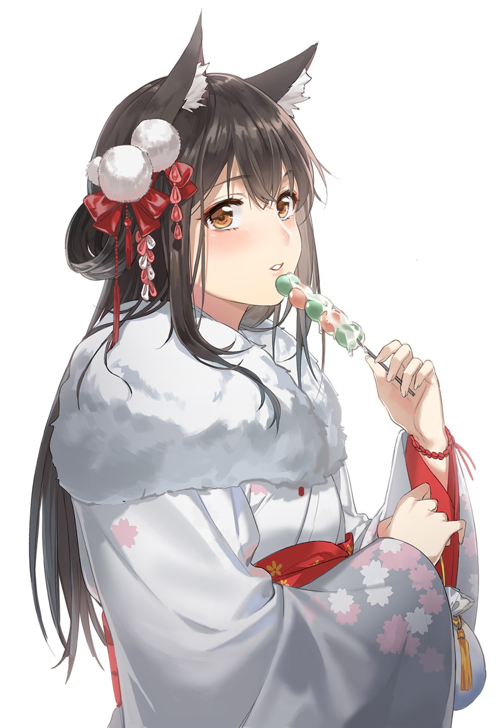 animal_ears, arknights, kimono, qianjingya, texas_(arknights)
