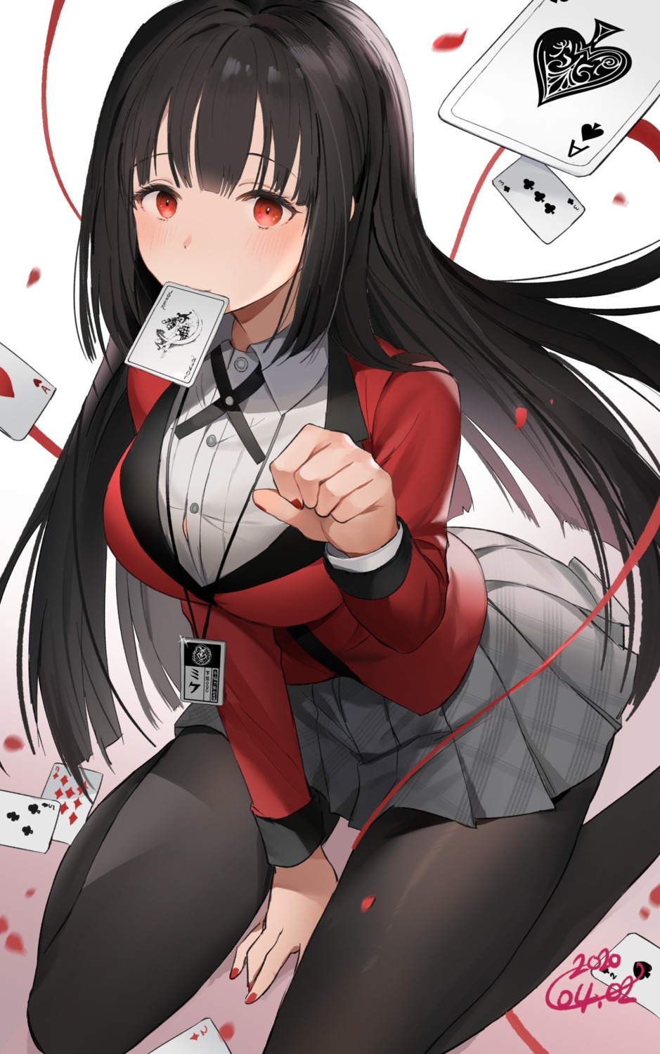 gompang, jabami_yumeko, kakegurui, pantyhose, seifuku