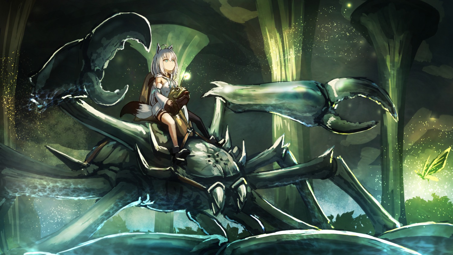 animal_ears, garter, hololive, hololive_gamers, kitsune, monster, namacotan, shirakami_fubuki