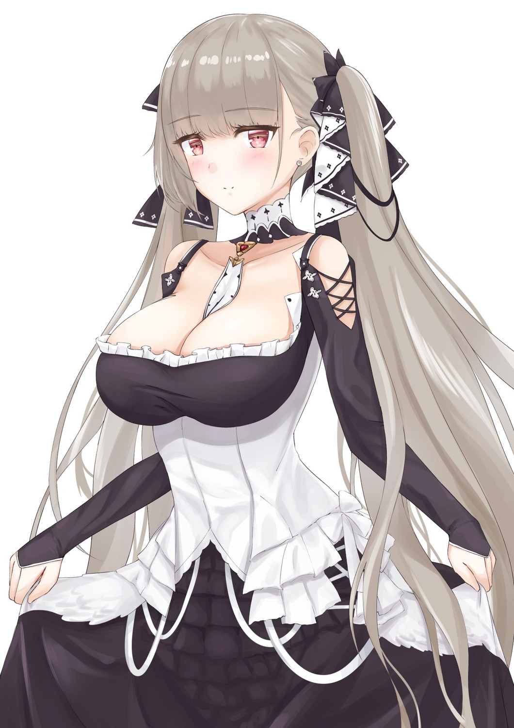 azur_lane, cleavage, formidable_(azur_lane), gothic_lolita, lolita_fashion, maki_(pixiv9288678), no_bra, skirt_lift