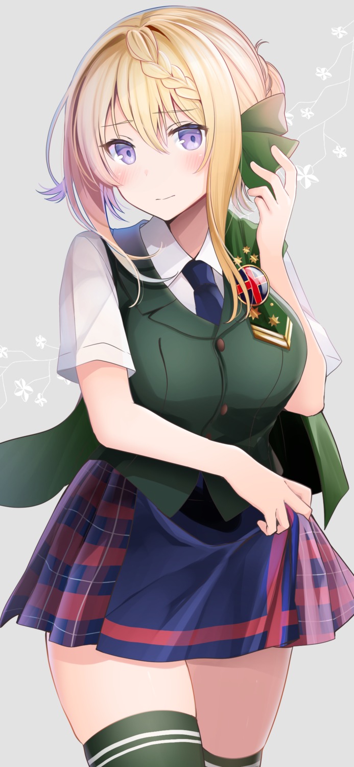 kantai_collection, perth_(kancolle), skirt_lift, thighhighs, uniform, yunamaro