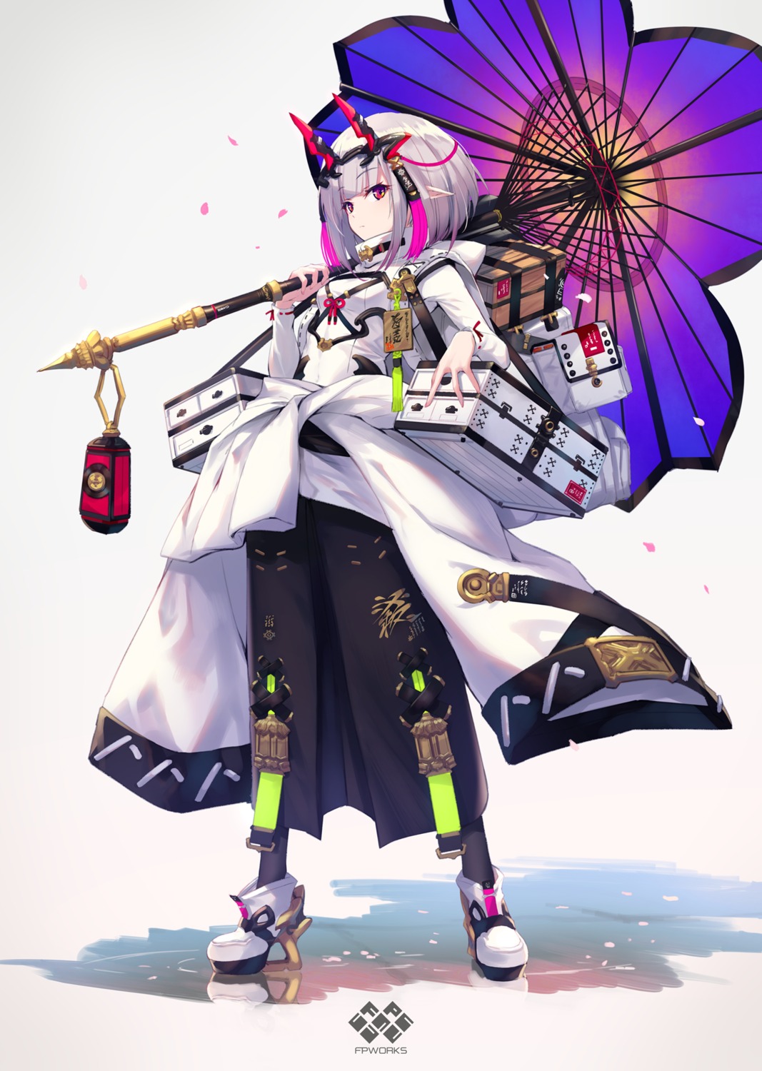 fukai_ryosuke, heels, horns, pixiv_fantasia_age_of_starlight, pointy_ears, umbrella