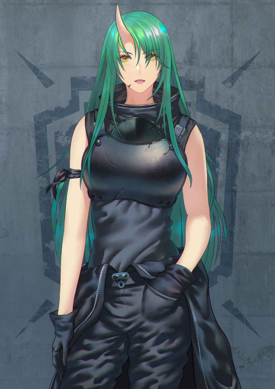 arknights, armor, fateline_alpha, horns, hoshiguma_(arknights)