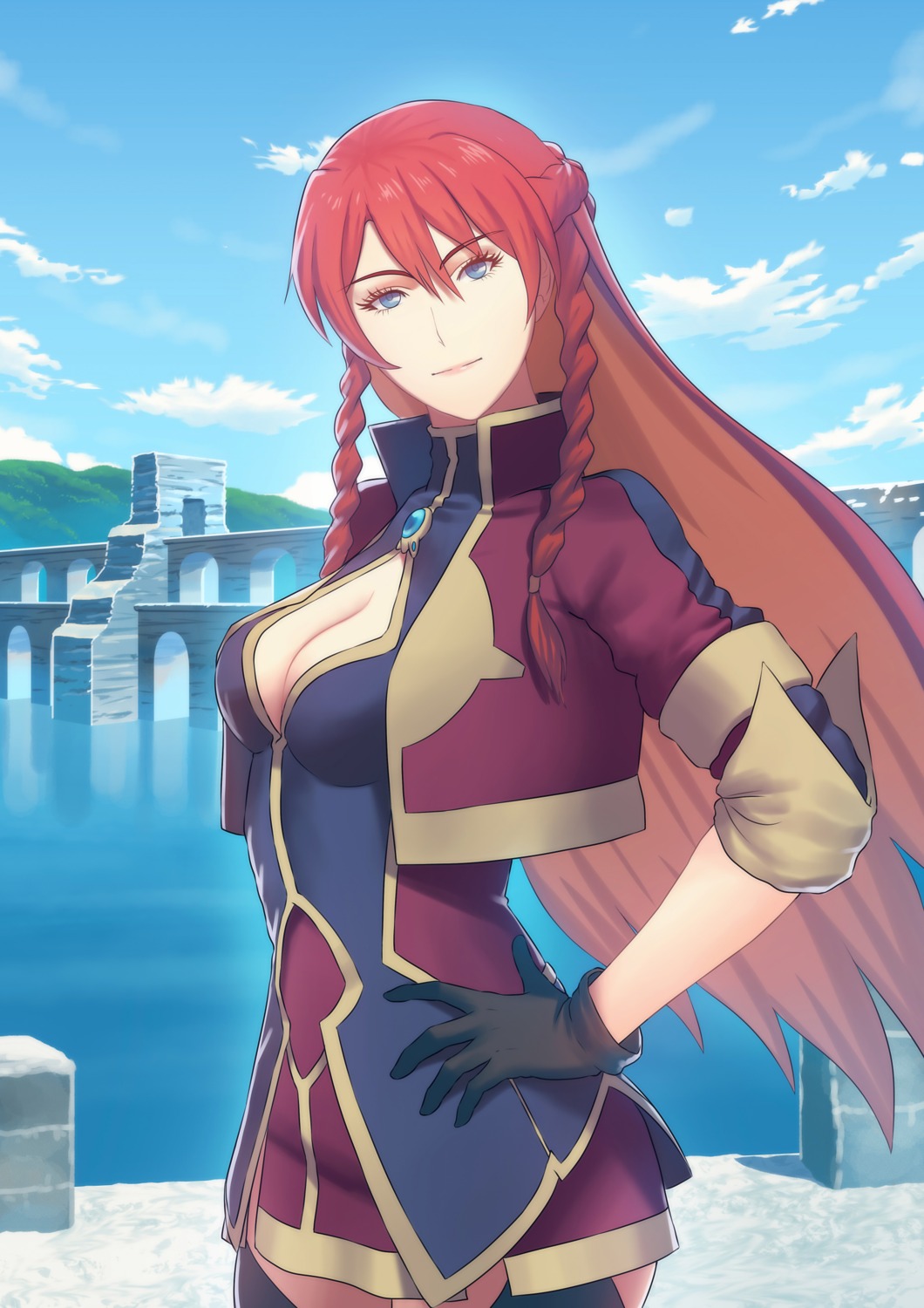 cleavage, dress, fateline_alpha, no_bra, re:creators, selestia_yupitiria, thighhighs