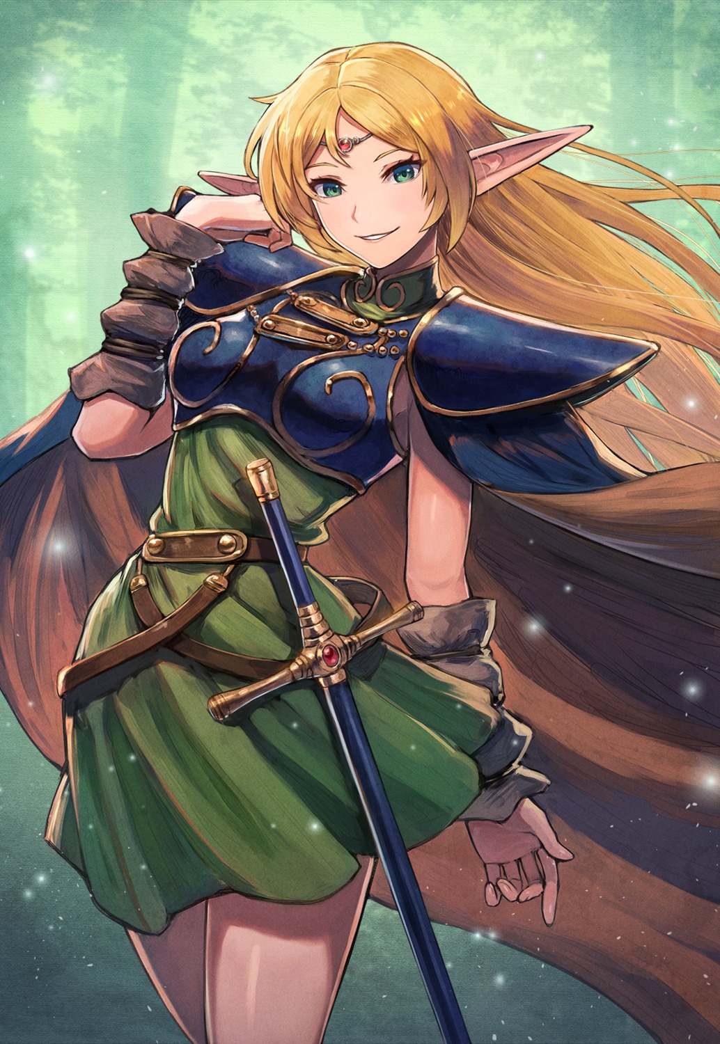 armor, deedlit, dress, elf, kuroi_susumu, pointy_ears, record_of_lodoss_war, sword