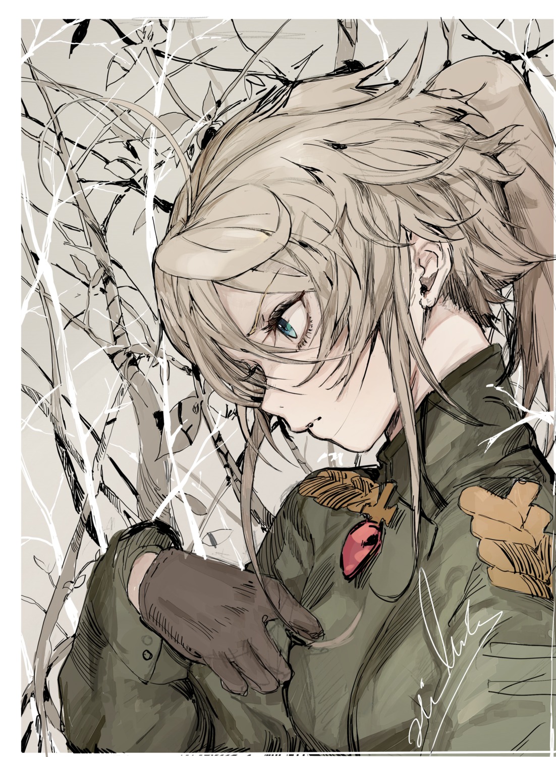 hiranko, sketch, tanya_degurechaff, uniform, youjo_senki