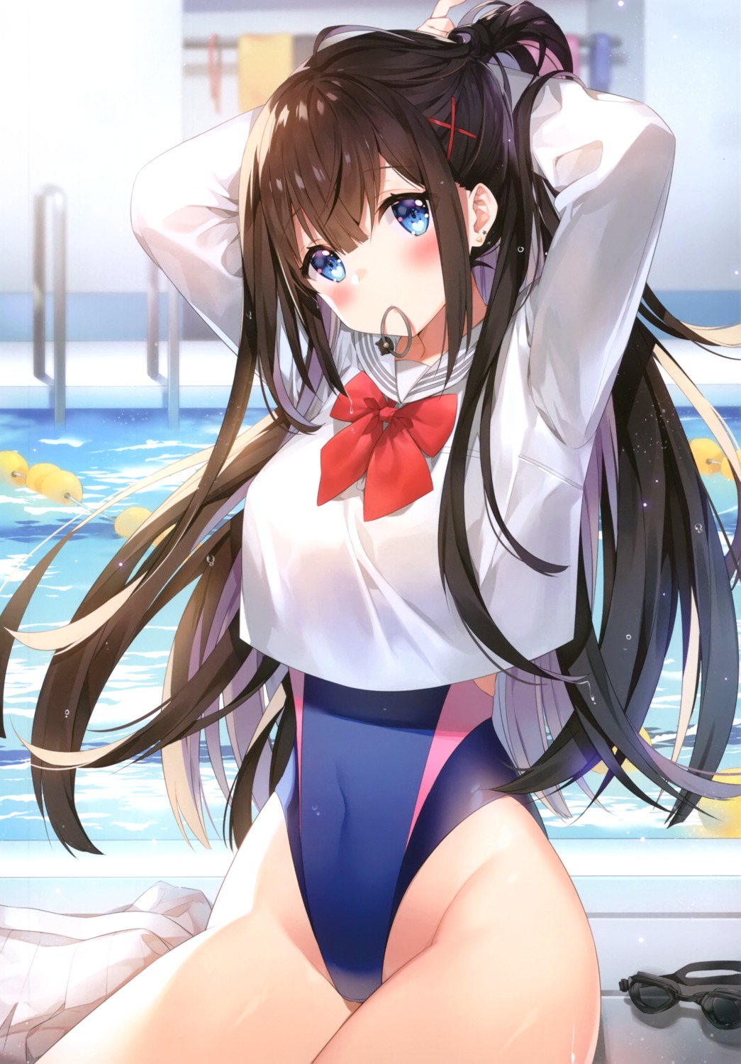 ayamy, miyawaki_sana, seifuku, swimsuits