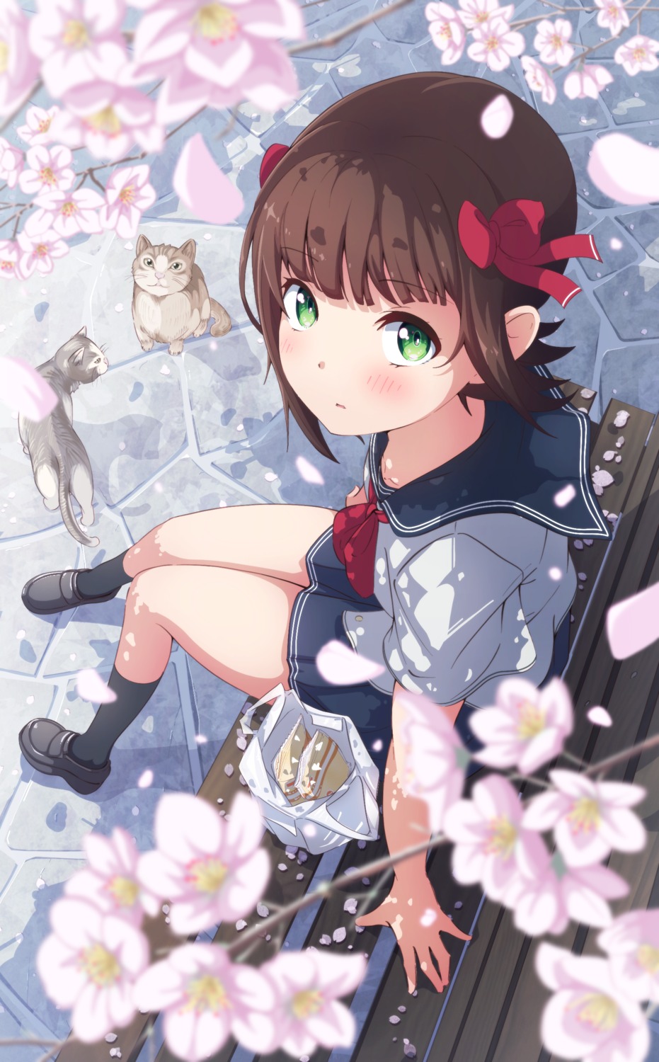 amami_haruka, gyorui_(katsuwo_drawing), neko, seifuku, the_idolm@ster