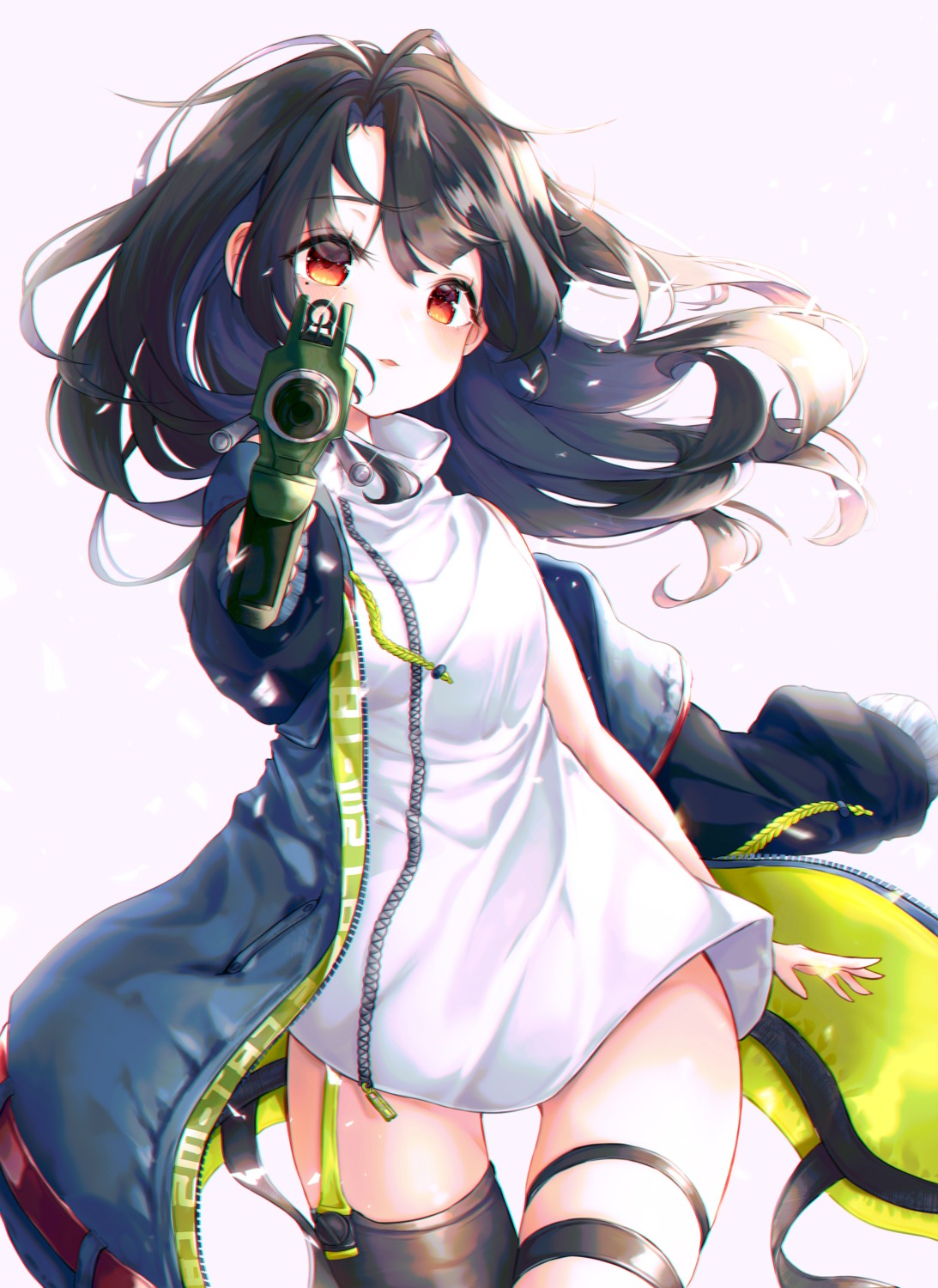 bbeedol, c-ms_(girls_frontline), dress, garter, girls_frontline, gun, stockings, thighhighs