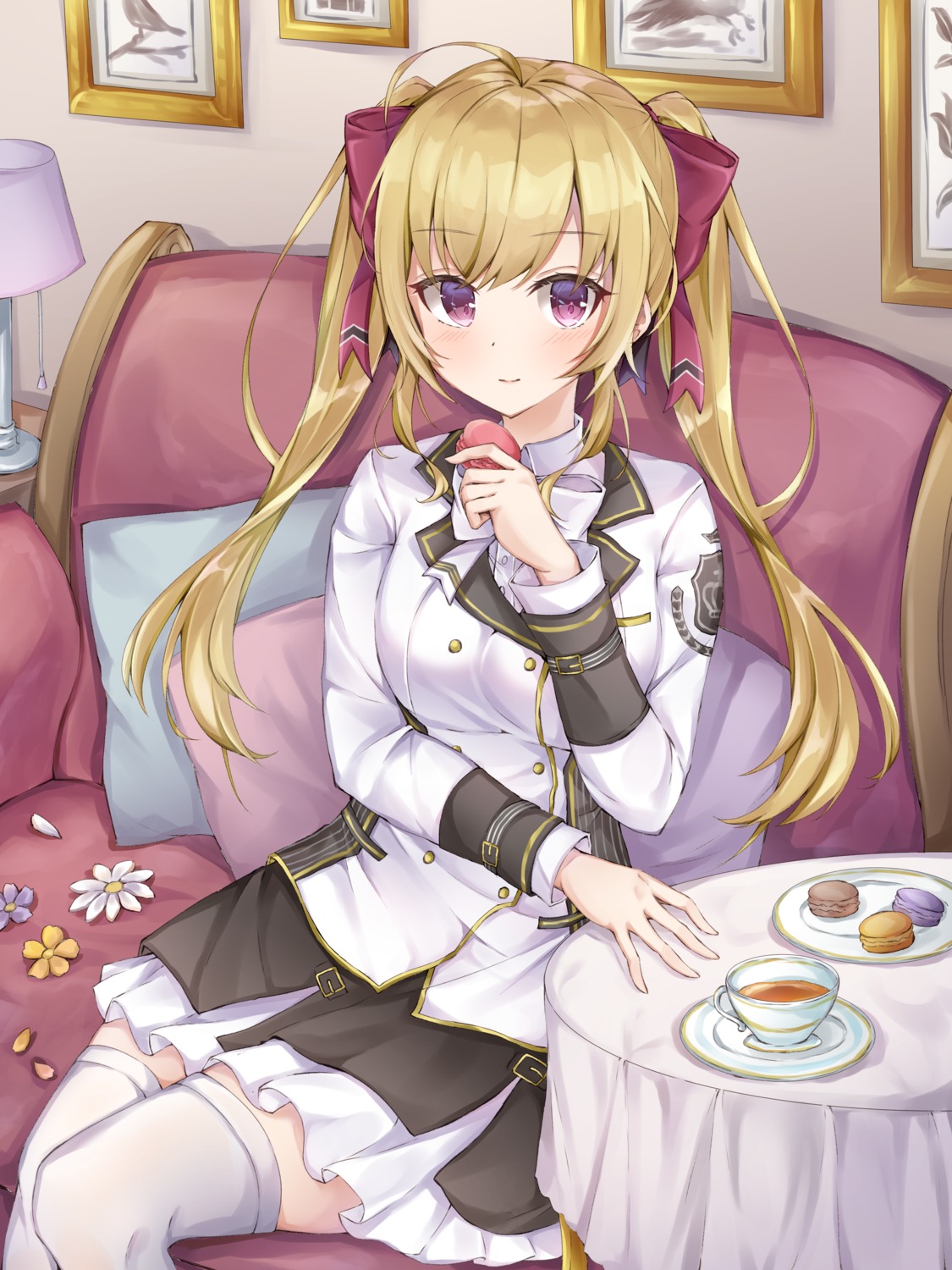 breast_hold, nijisanji, nijisanji_seeds, poe_(528yuzunon), seifuku, takamiya_rion, thighhighs