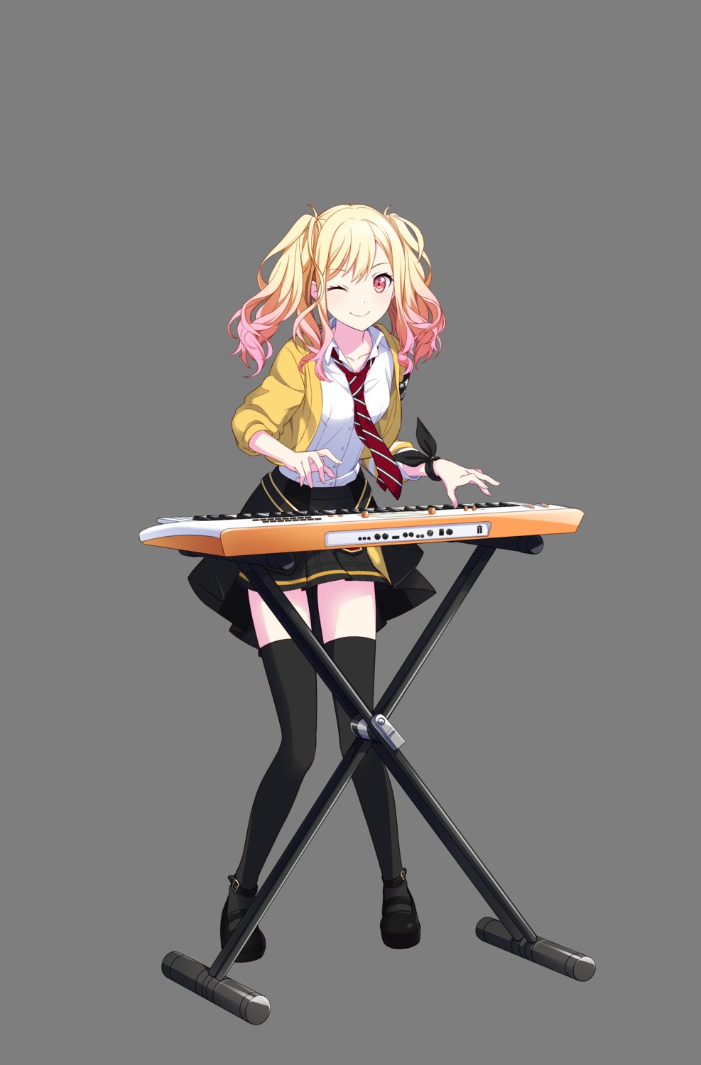 project_sekai, seifuku, sweater, tagme, tenma_saki, thighhighs, transparent_png