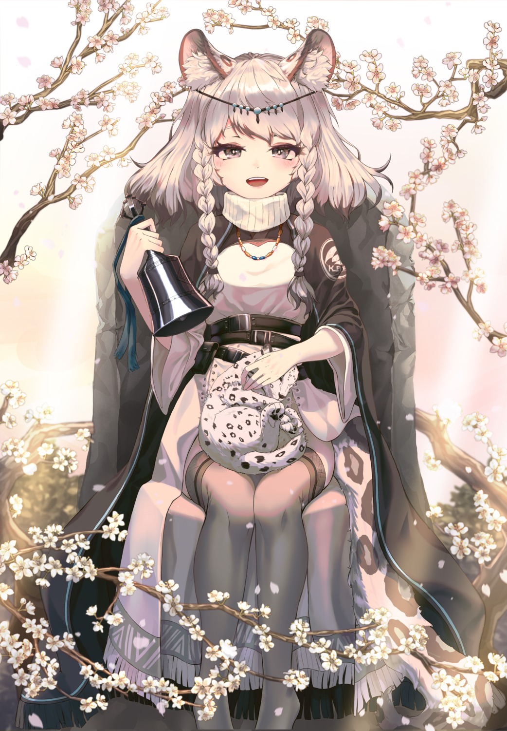 animal_ears, arknights, dress, ita_(itta), pramanix_(arknights), tail, thighhighs