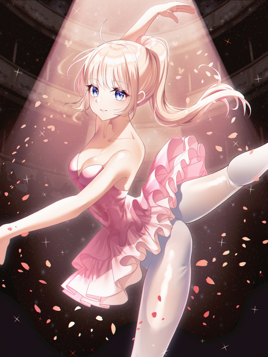 cleavage, dress, foka_(beginner), pantyhose, skirt_lift