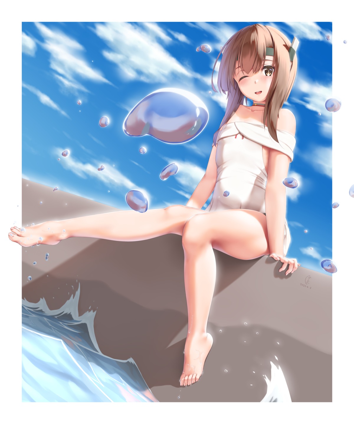 etsunami_kumita, feet, kantai_collection, swimsuits, taihou_(kancolle), wet