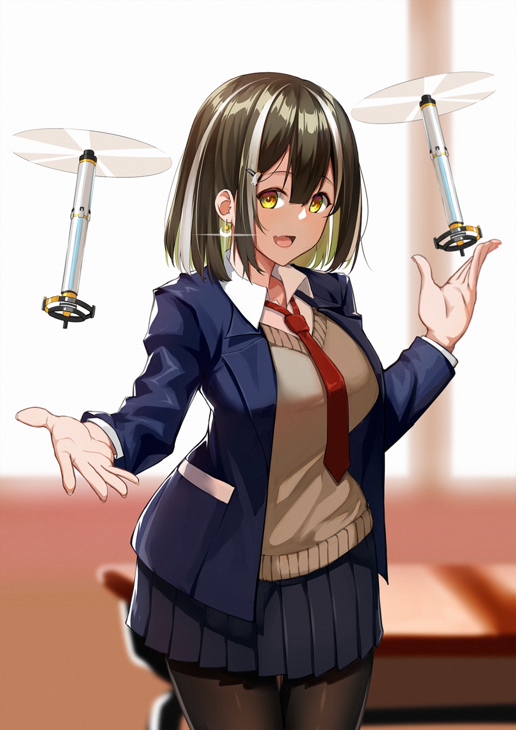 arknights, bishi_(bishi), magallan_(arknights), pantyhose, seifuku, sweater