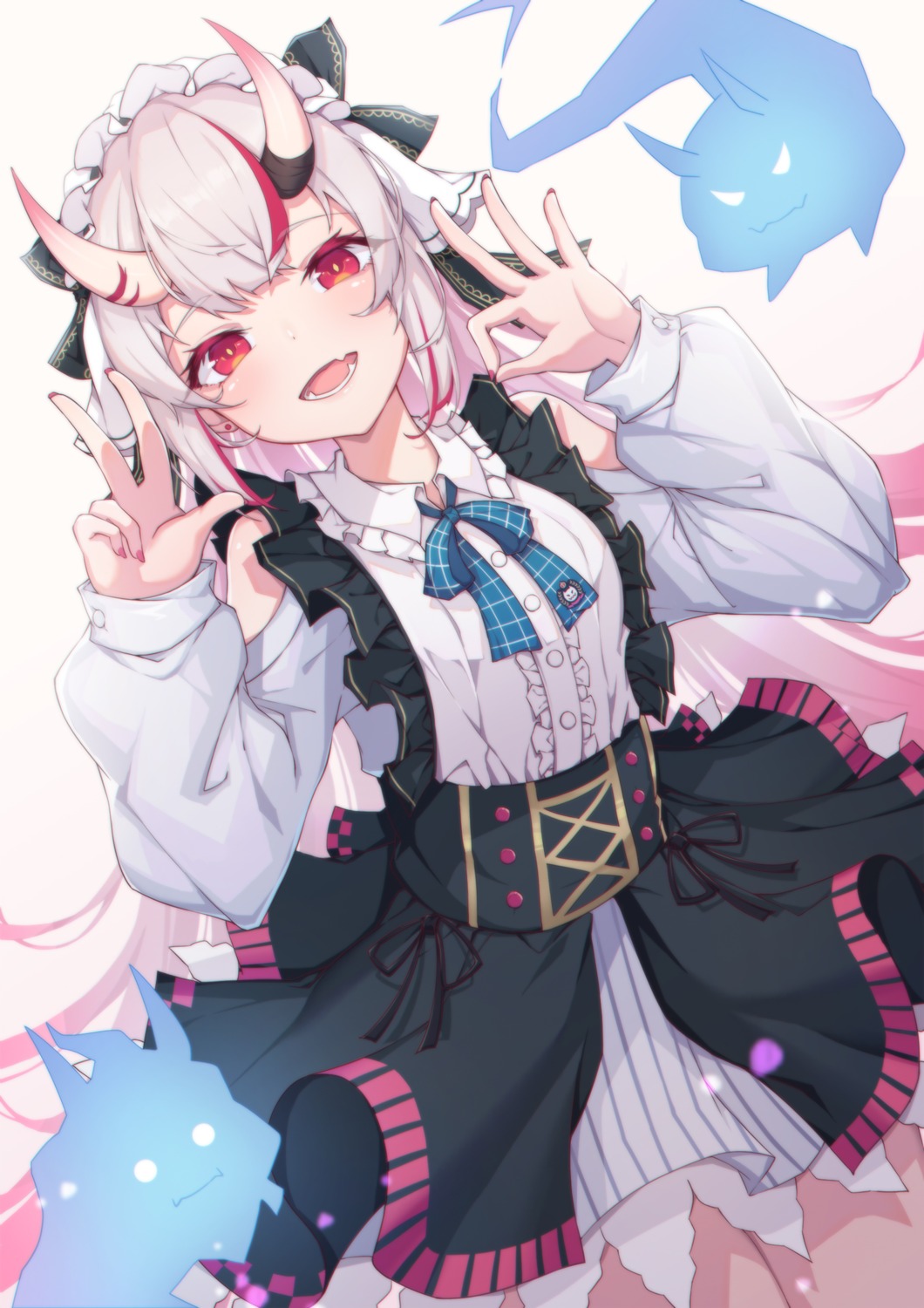 gothic_lolita, hitokuchii, hololive, horns, lolita_fashion, nakiri_ayame