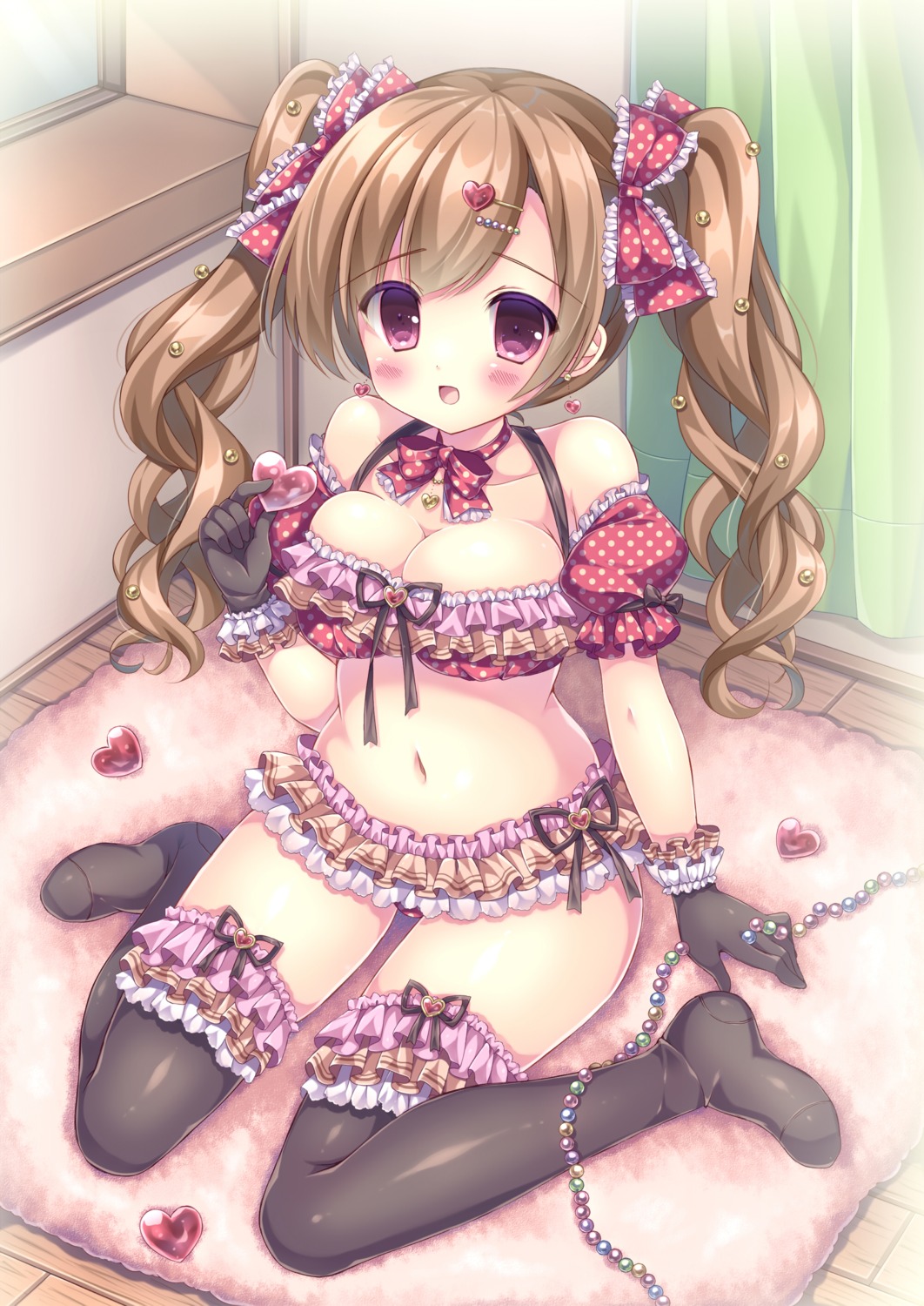 bra, cleavage, ko-ta., pantsu, thighhighs
