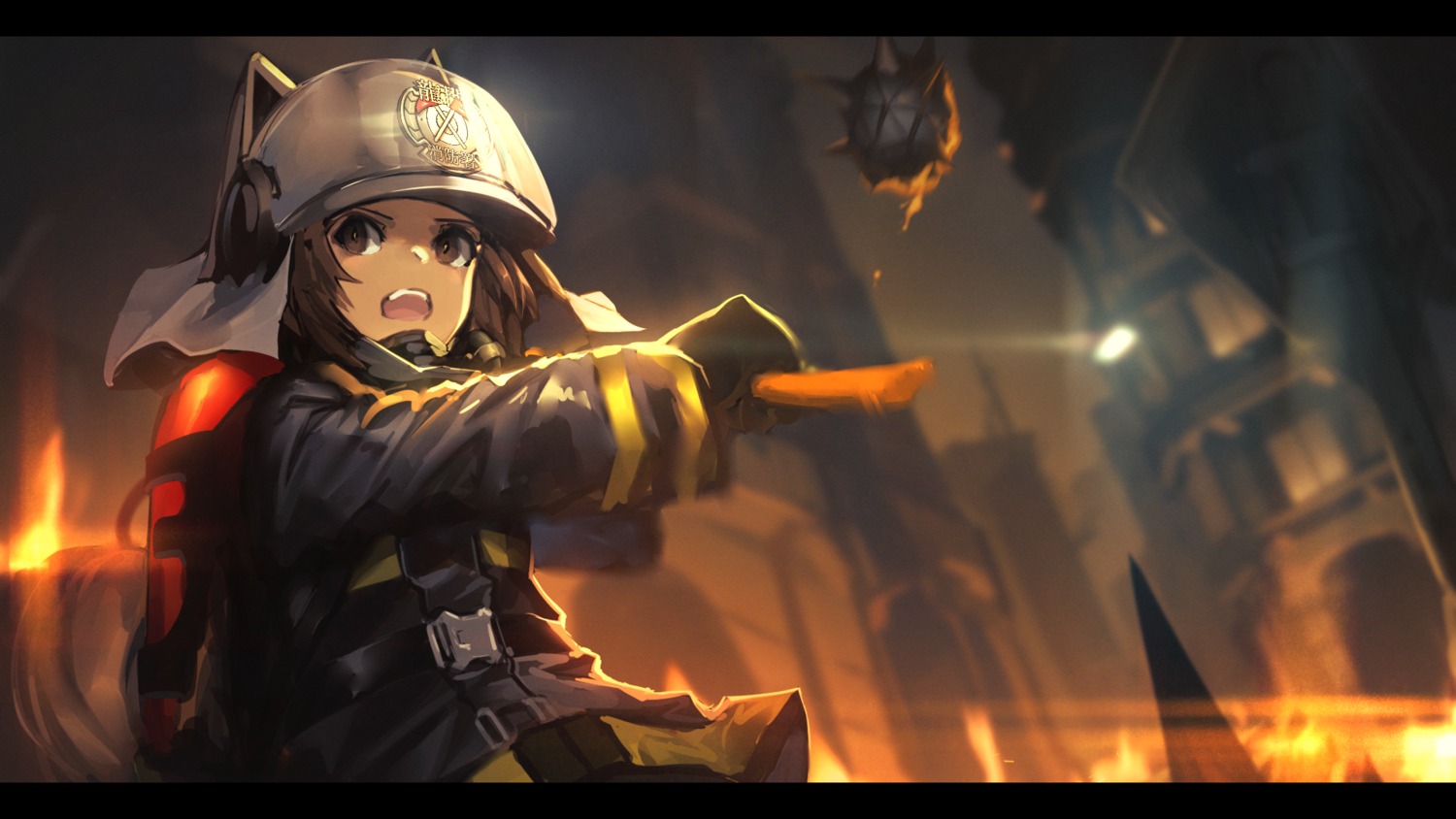 animal_ears, arknights, fixro2n, shaw_(arknights), weapon