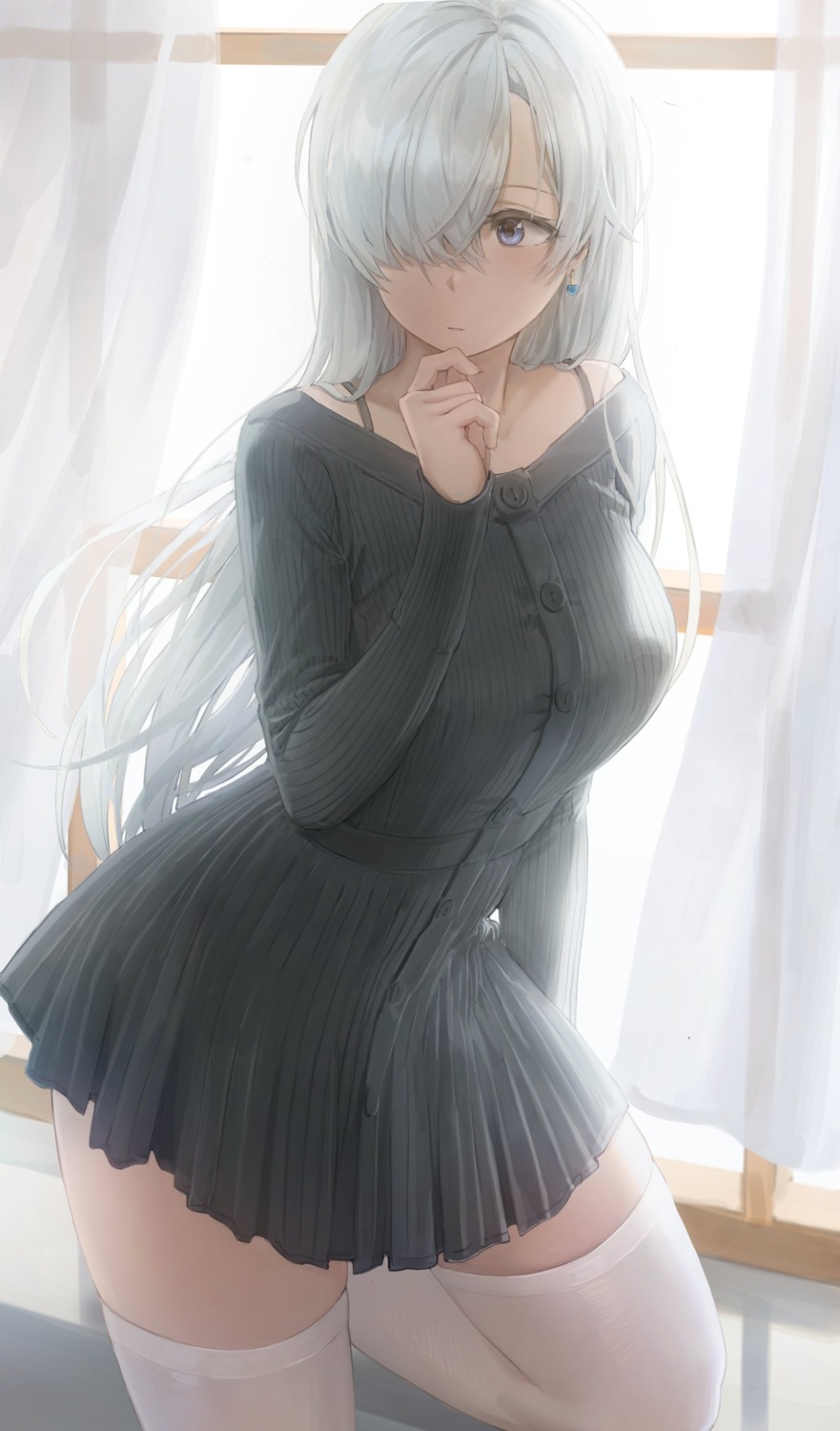 dress, elizabeth_liones, free_style_(yohan1754), nanatsu_no_taizai, sweater, thighhighs