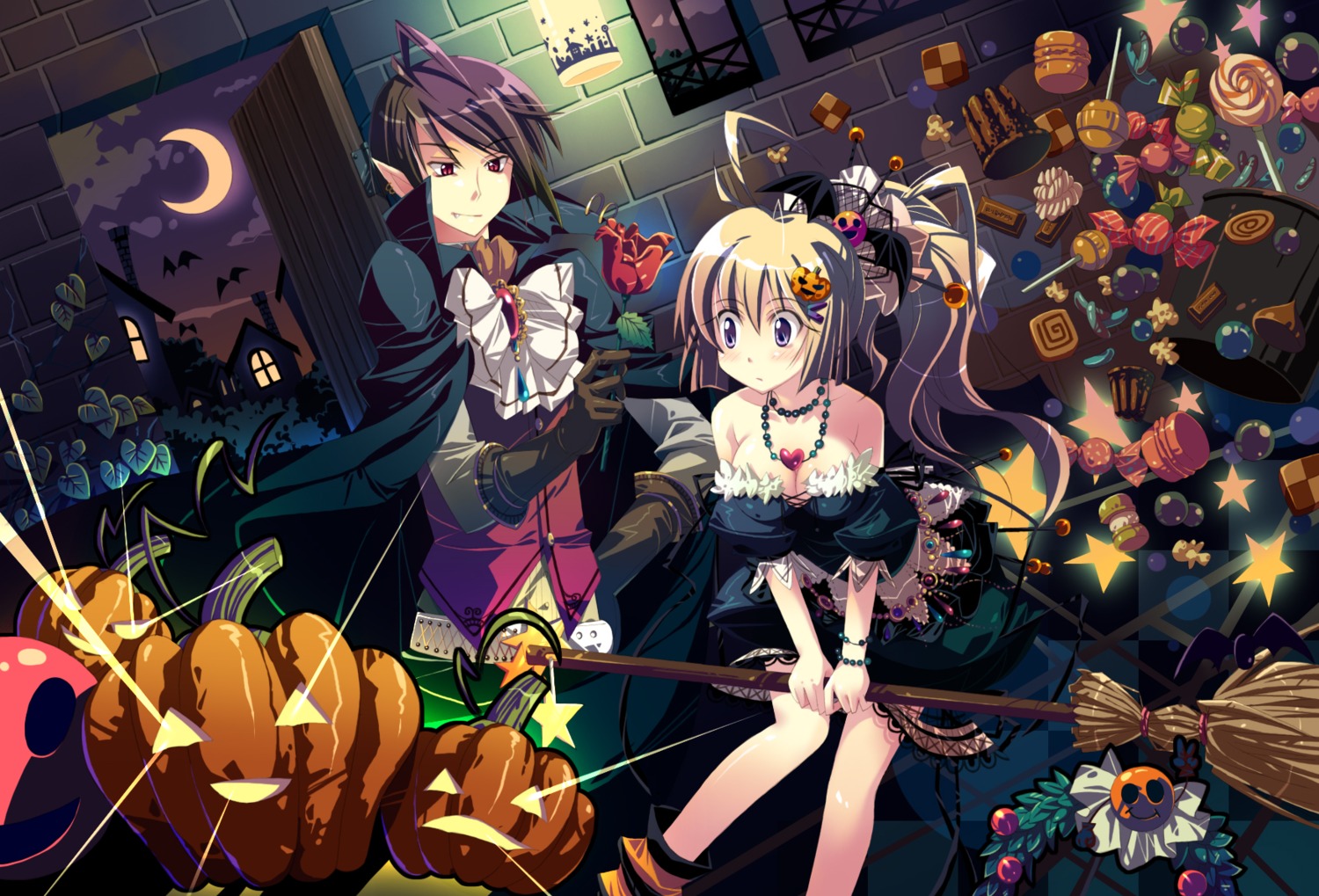 cleavage, halloween, yamadori_yoshitomo