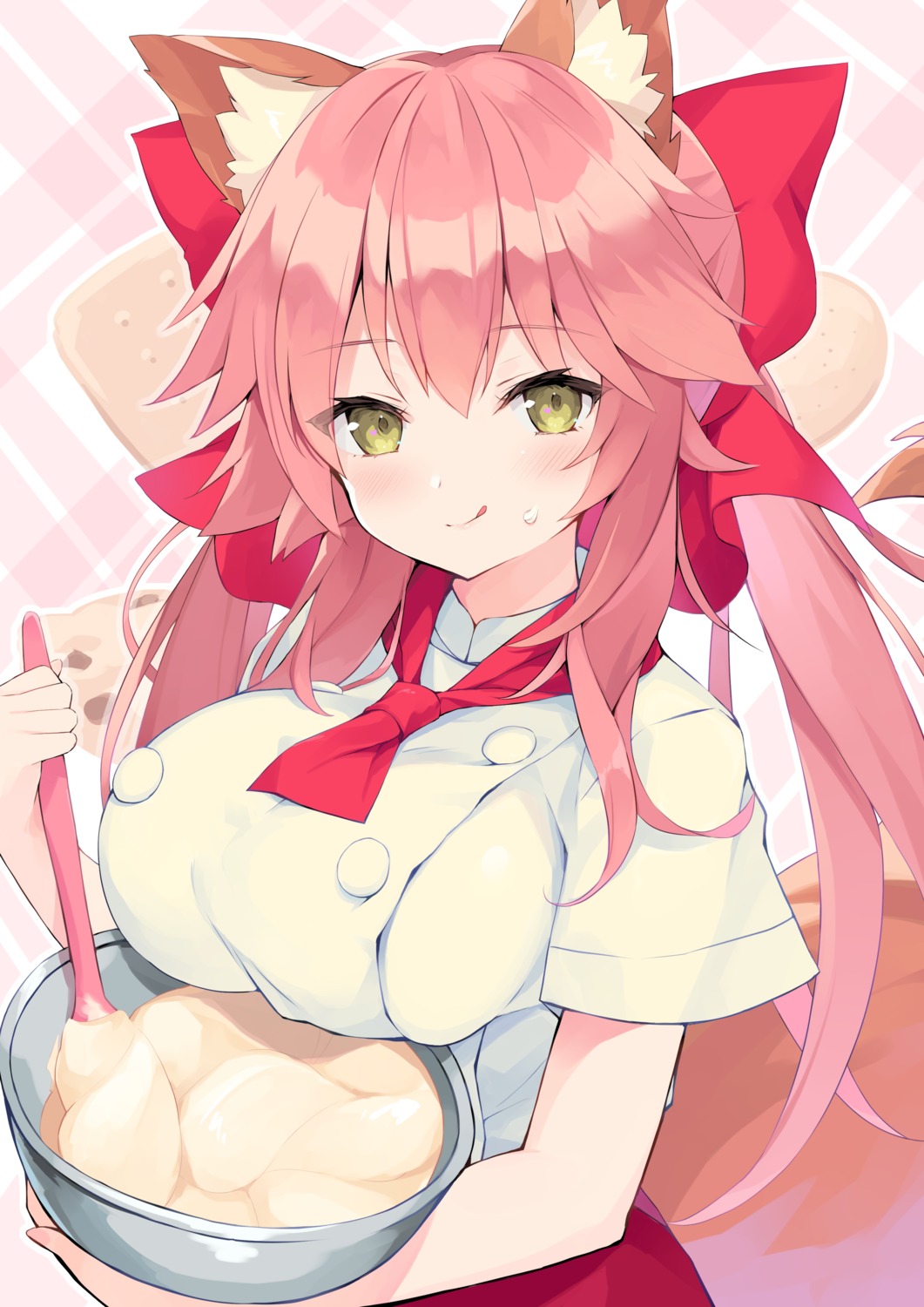 animal_ears, cream, fate/grand_order, gedou_(shigure_seishin), kitsune, tail, tamamo_no_mae