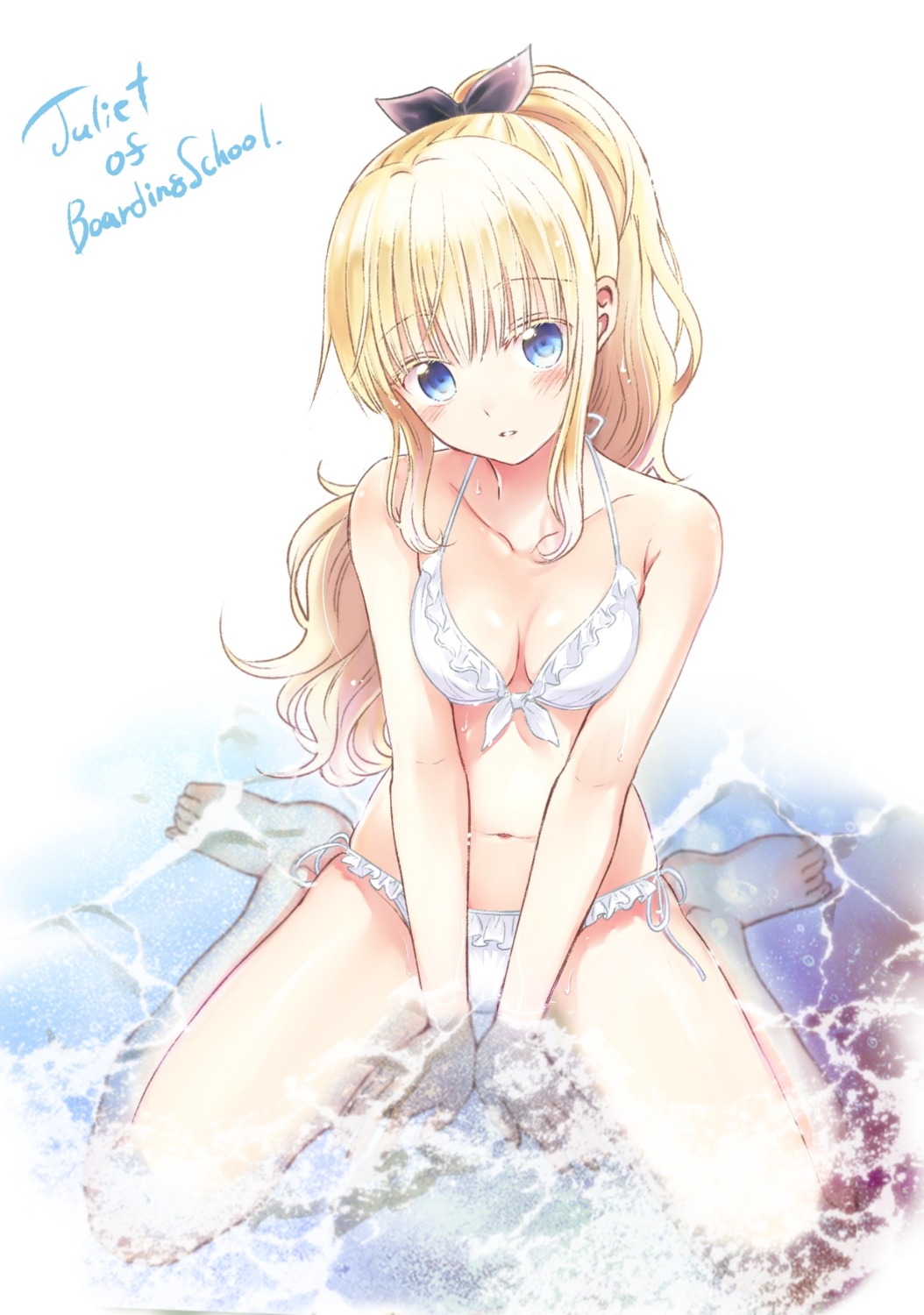 bikini, breast_hold, cleavage, juliet_persia, kaneda_yousuke, kishuku_gakkou_no_juliet, swimsuits, wet