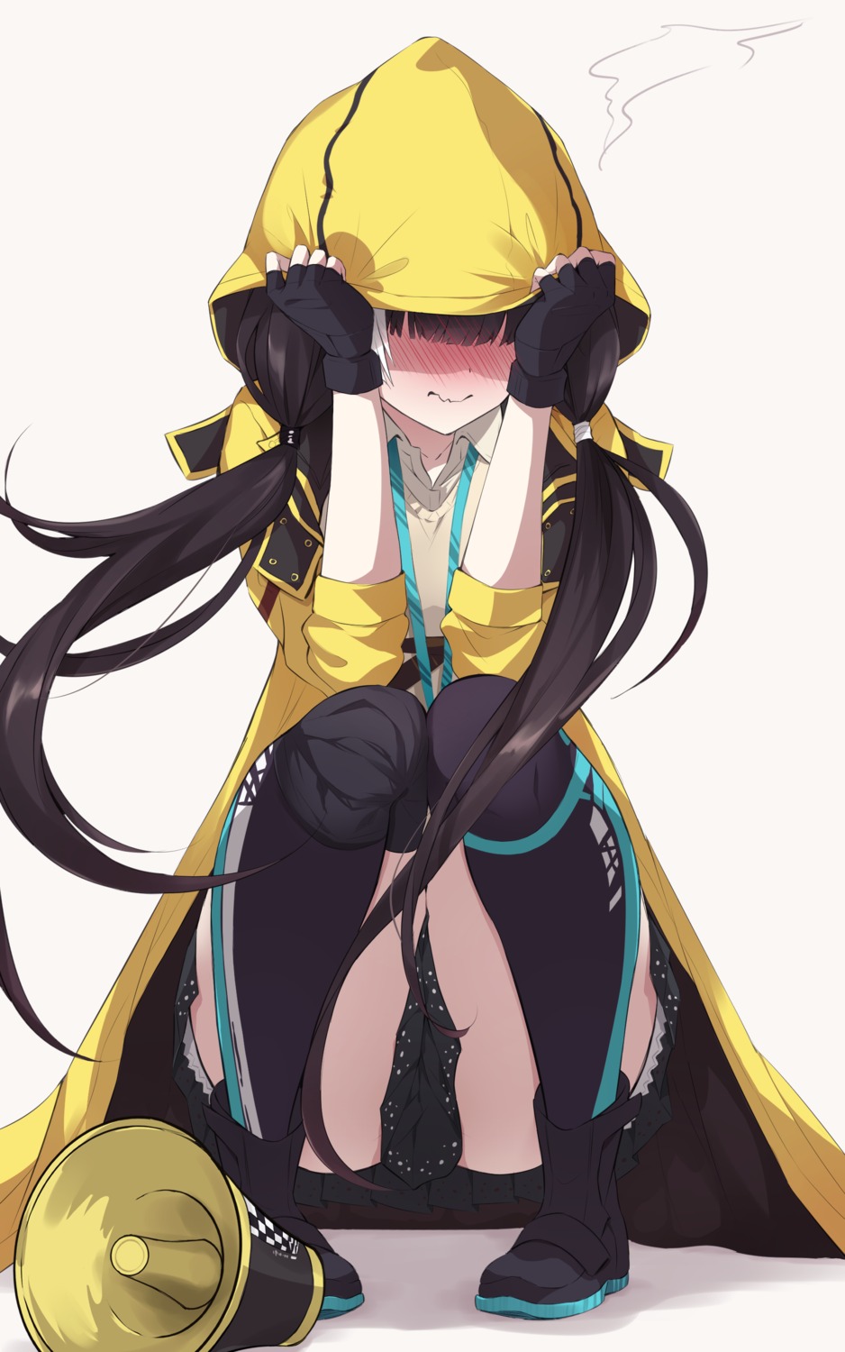 diieru, girls_frontline, ro635_(girls_frontline), skirt_lift, thighhighs