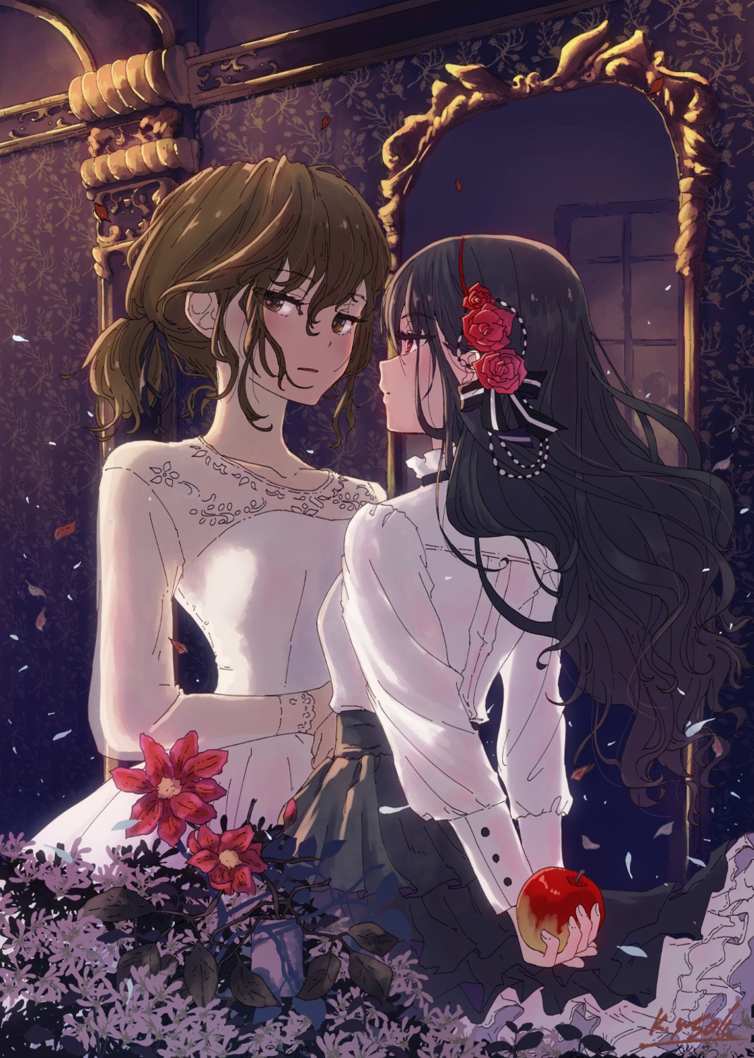 dress, kagawa_yuusaku, see_through, yuri