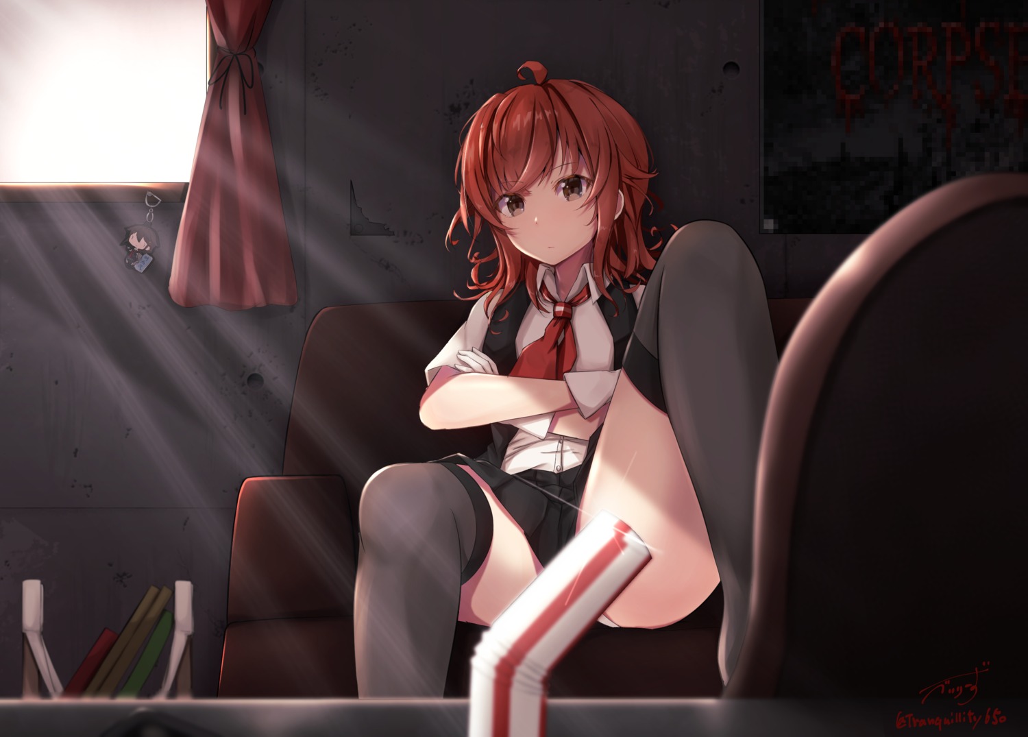 arashi_(kancolle), baileys_(tranquillity650), kantai_collection, pantsu, skirt_lift, thighhighs