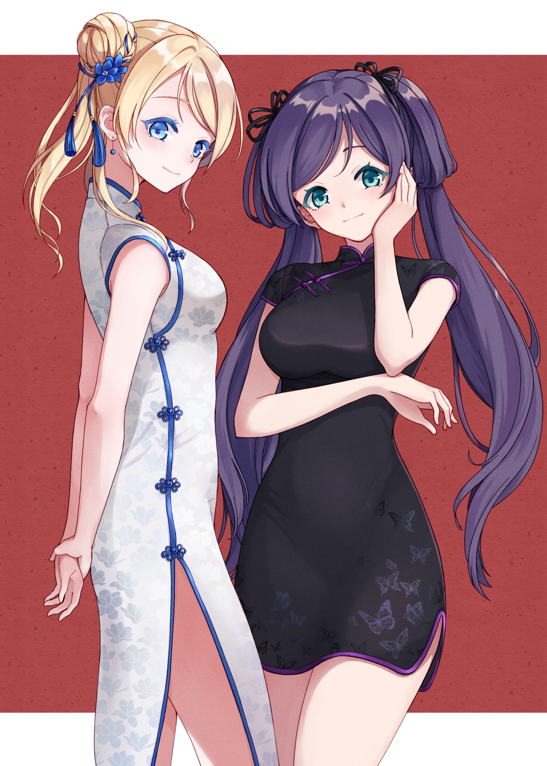 ayase_eli, breast_hold, cell_(diox), chinadress, love_live!, love_live!_(series), toujou_nozomi