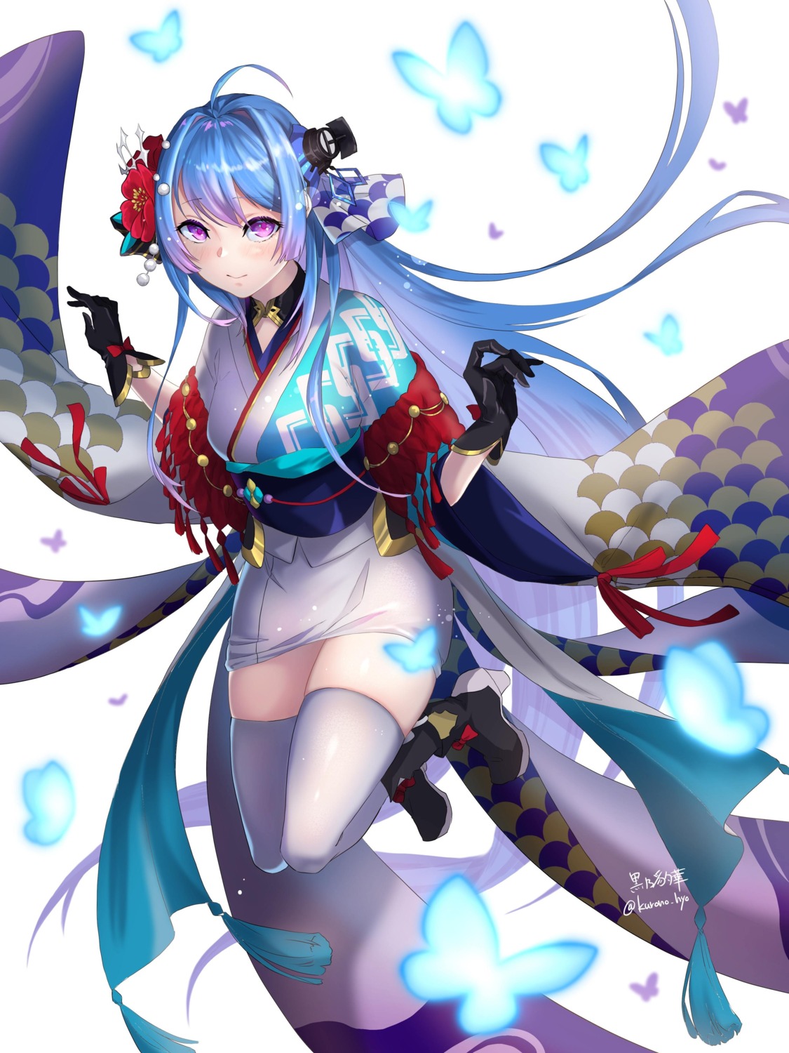 azur_lane, heels, helena_(azur_lane), kimono, kurono_hyouka, thighhighs